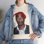 Pac Graphic Photo Tee with Keep Your Head Up Lyrics Text