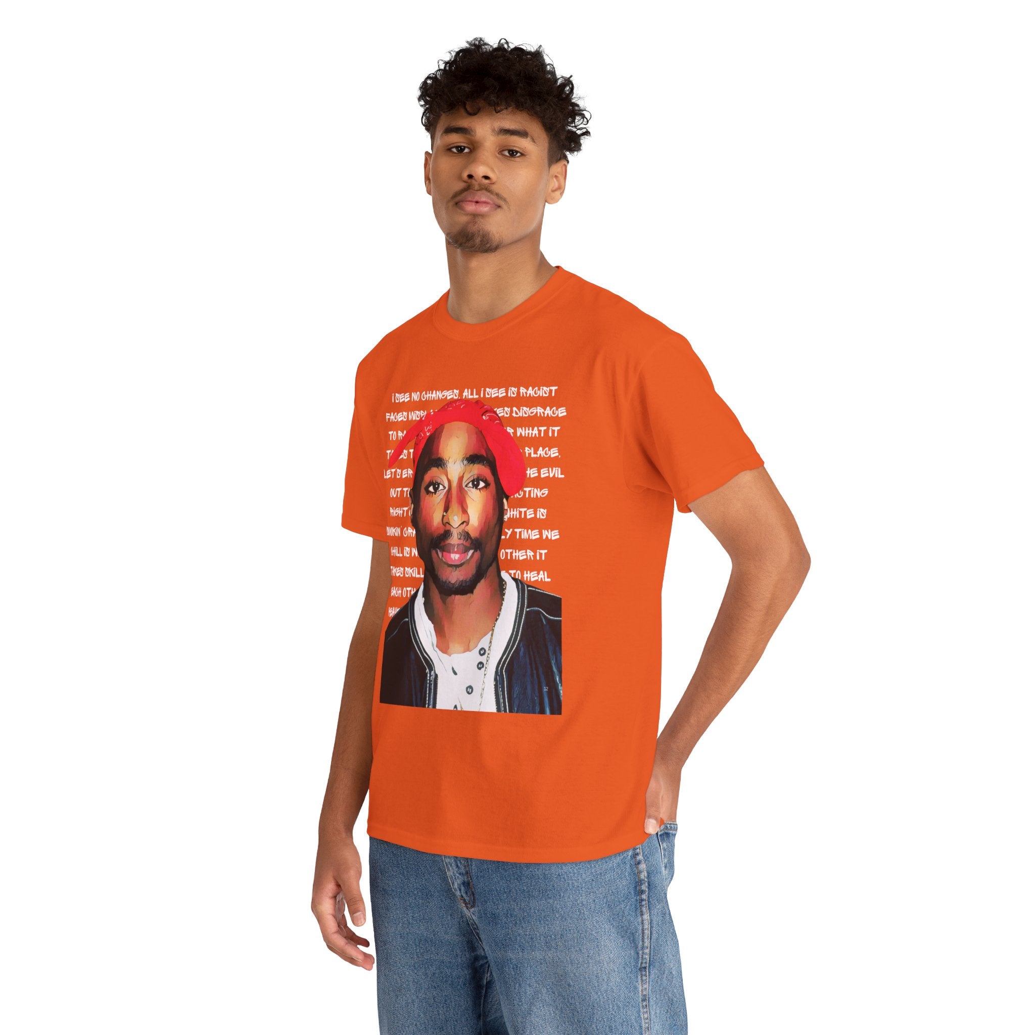 Pac Cartoon Graphic Tee with Changes Lyrics Text — Retro Streetwear T-Shirt