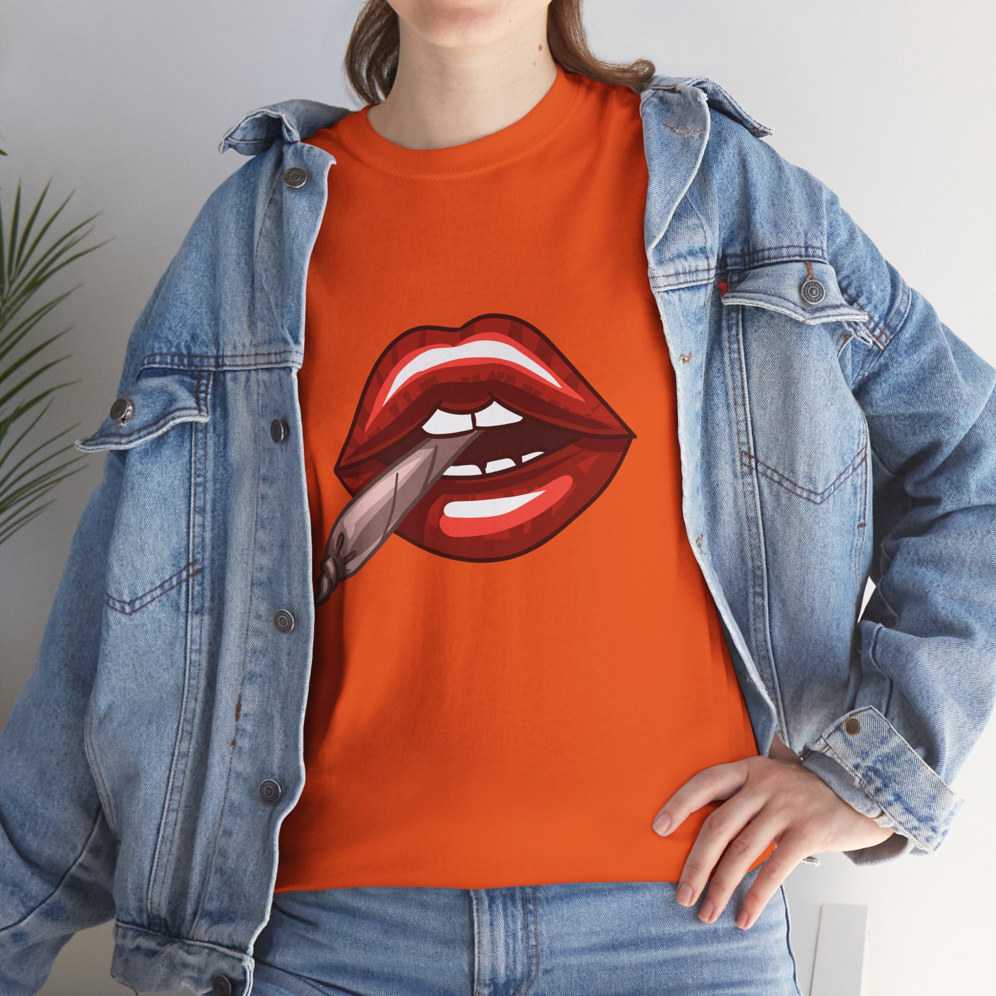 Graphic Tee — Red Lips Smoking Joint Design