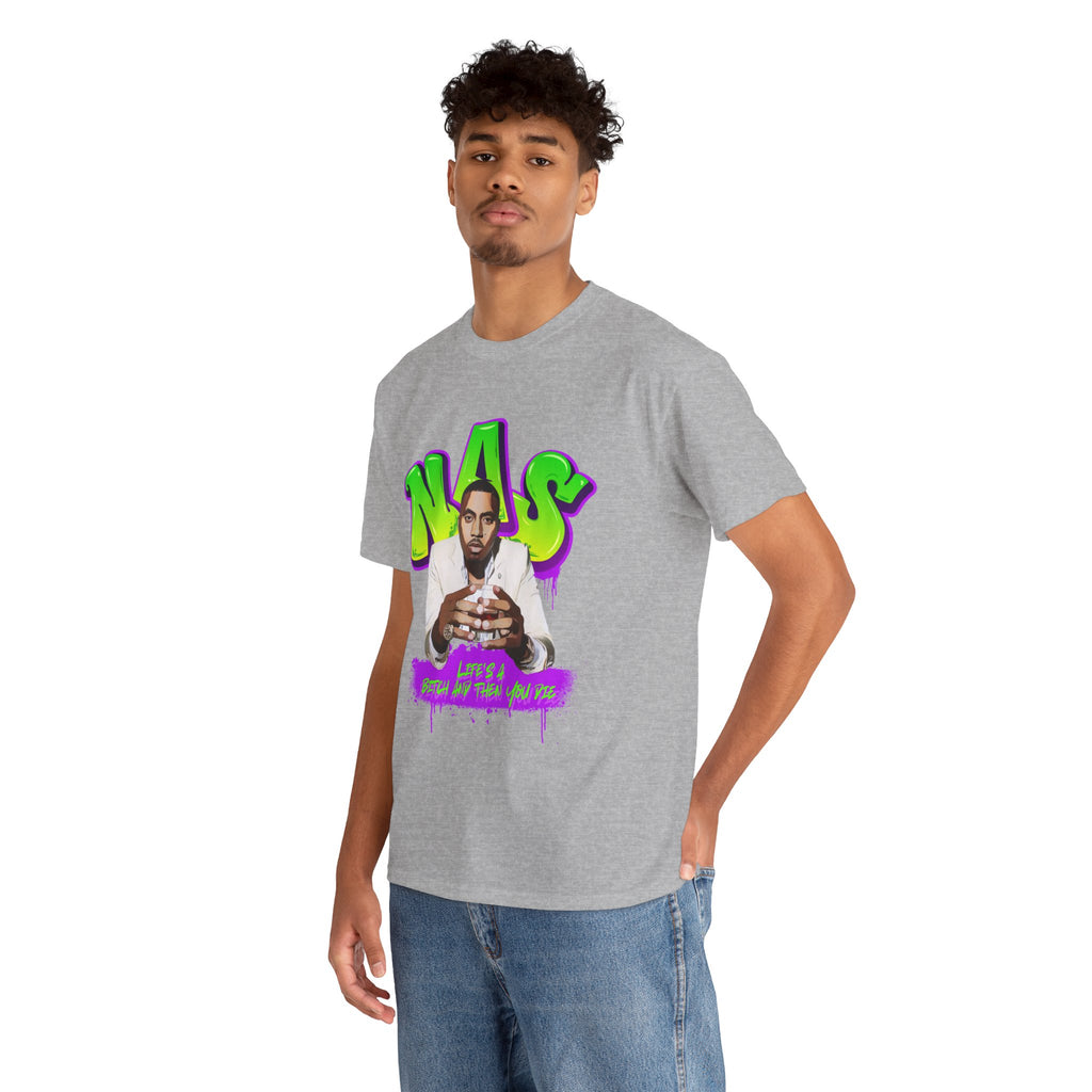 Nas Graphic Tee — Retro Graffiti Hip-Hop Tribute Shirt - Lifes a B*