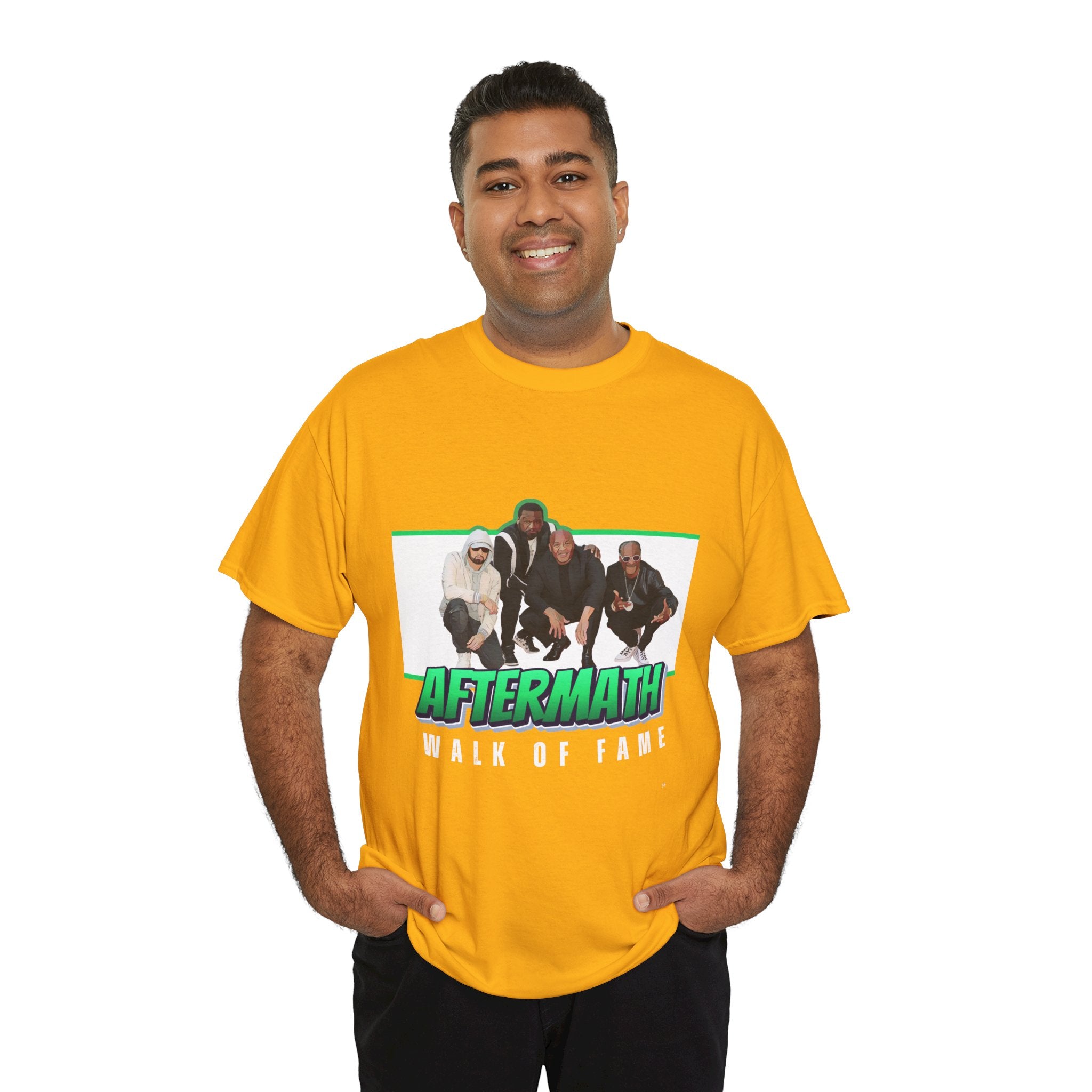 Em, Dre, Snoop, 50 - Unisex Heavy Cotton Tee - "Aftermath" Walk of Fame Graphic Tee
