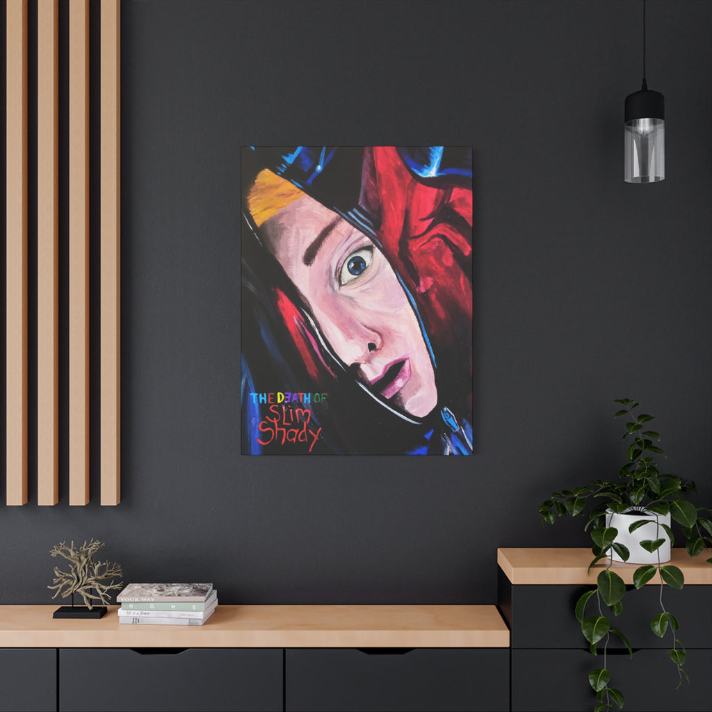 "The Death of Slim Shady" Album Cover Portrait with Acyrlic Paint Print (Stretched 1.25") Matte Canvas Print