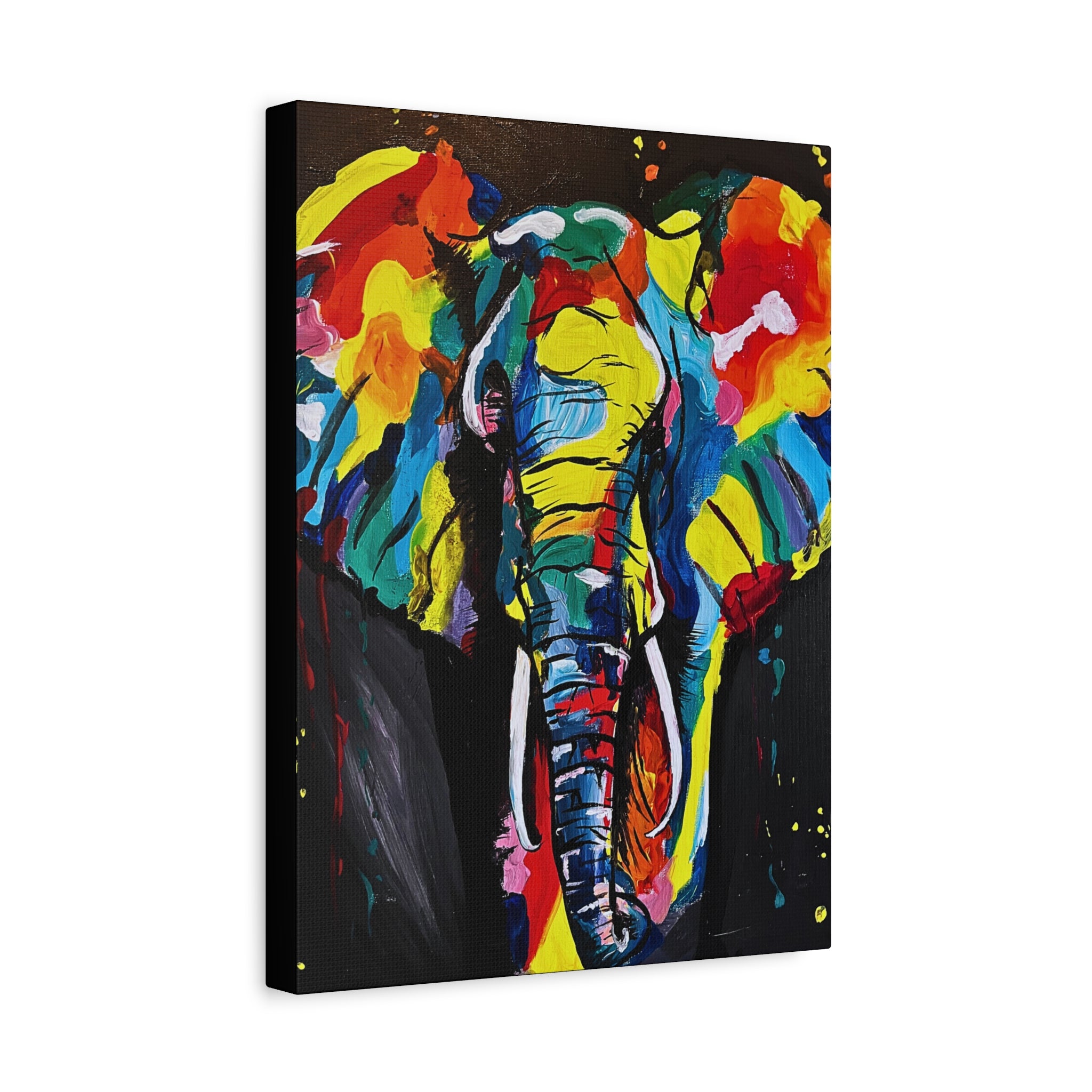 Colorful Elephant Canvas Wall Art — Vibrant Abstract Safari Print