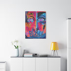 'Rebel'- Hand Painted (Print) Rebel Pop Art Face Matte Stretched Canvas