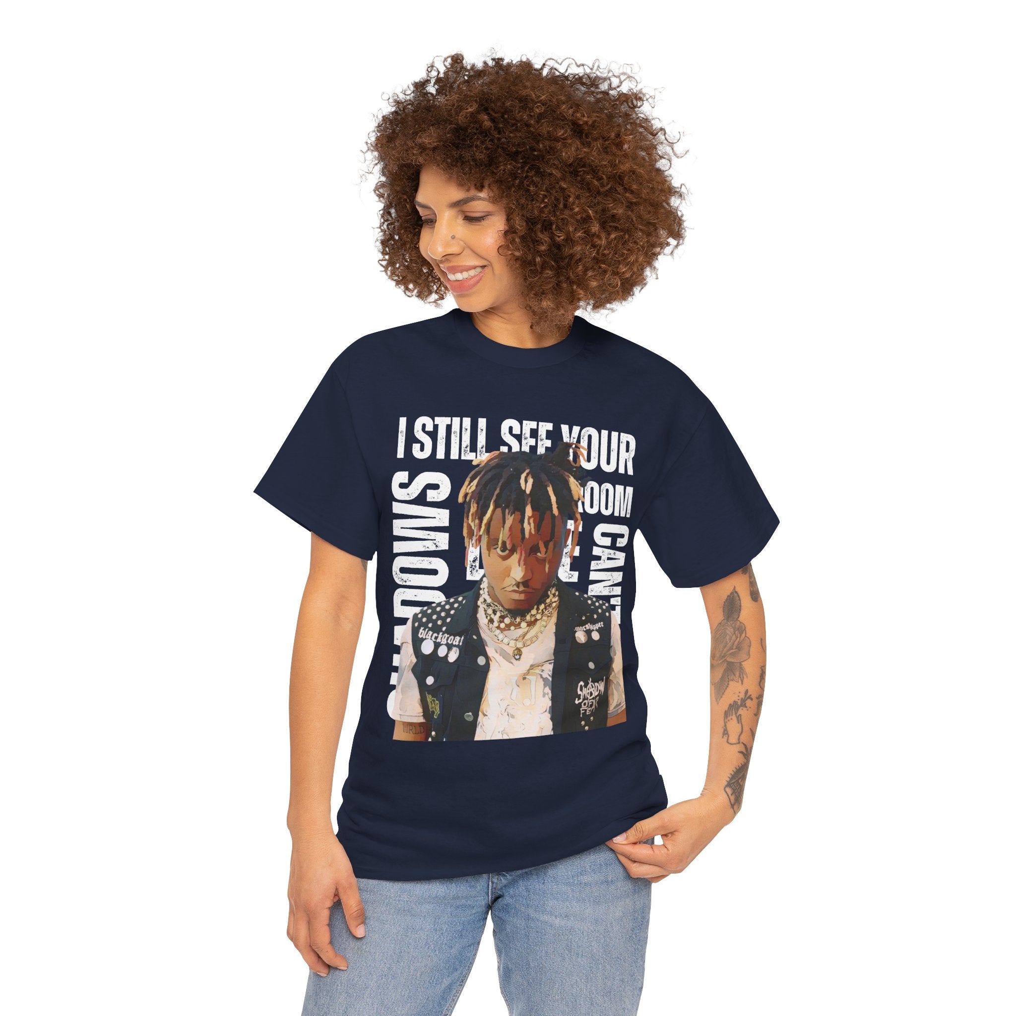 Juice WRLD Cartoon Design Tee — "I Still See Your Shadows in my Room" Graphic Shirt