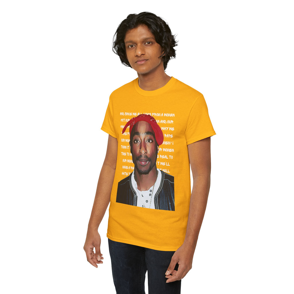 Pac Graphic Photo Tee with Keep Your Head Up Lyrics Text