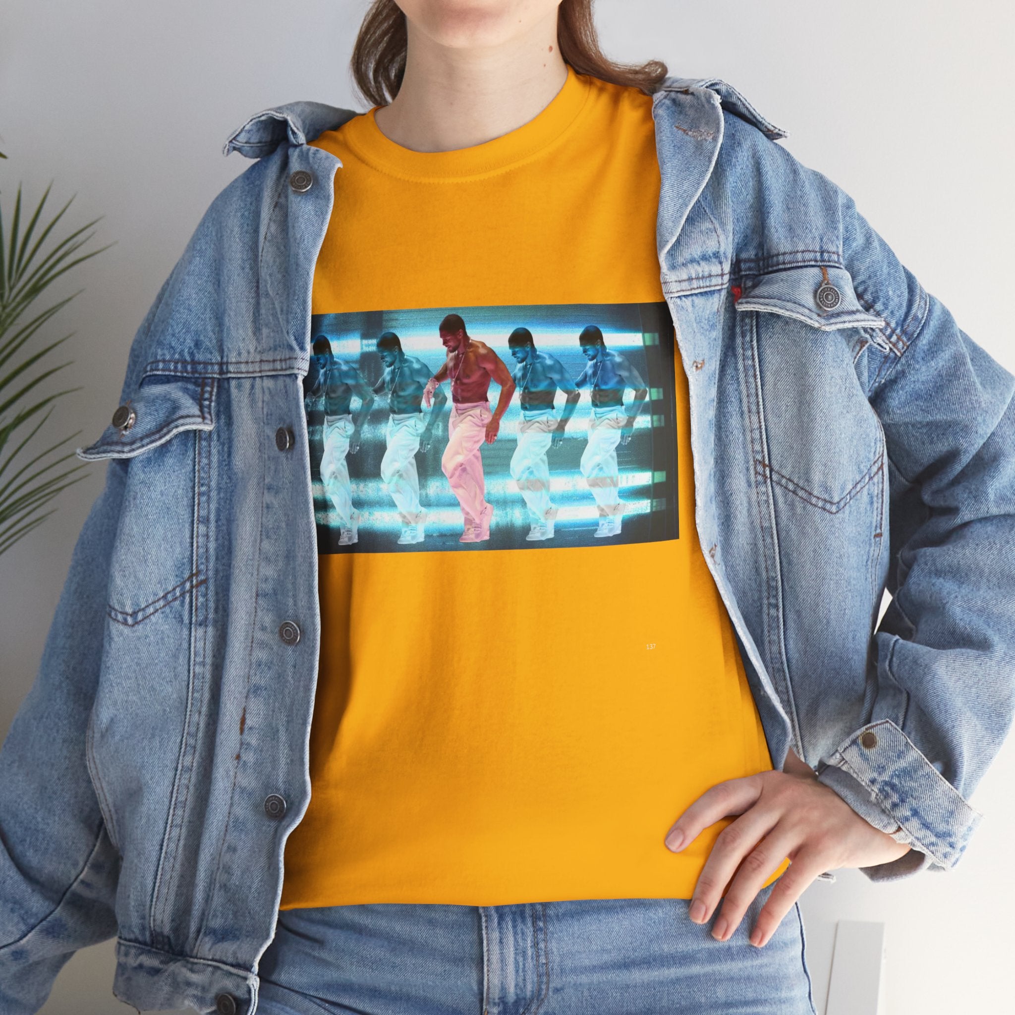 Usher Retro Dance Tee — Glitchy Neon Graphic T-Shirt