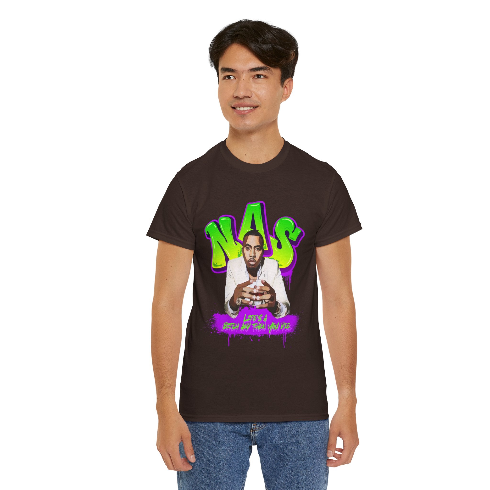 Nas Graphic Tee — Retro Graffiti Hip-Hop Tribute Shirt - Lifes a B*