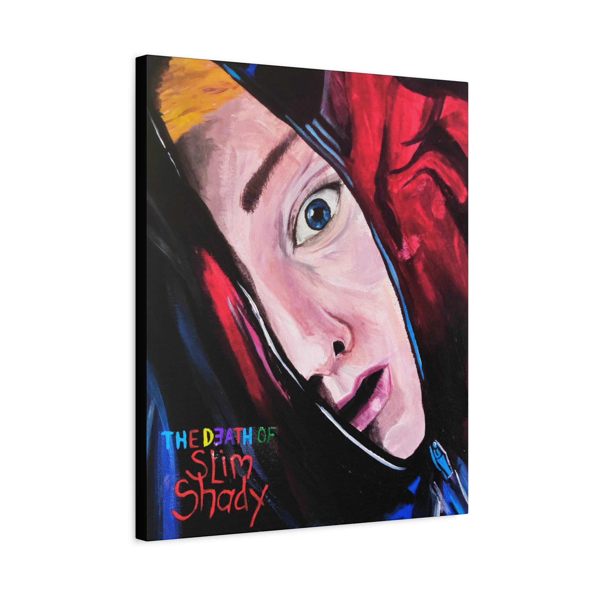 "The Death of Slim Shady" Album Cover Portrait with Acyrlic Paint Print (Stretched 1.25") Matte Canvas Print
