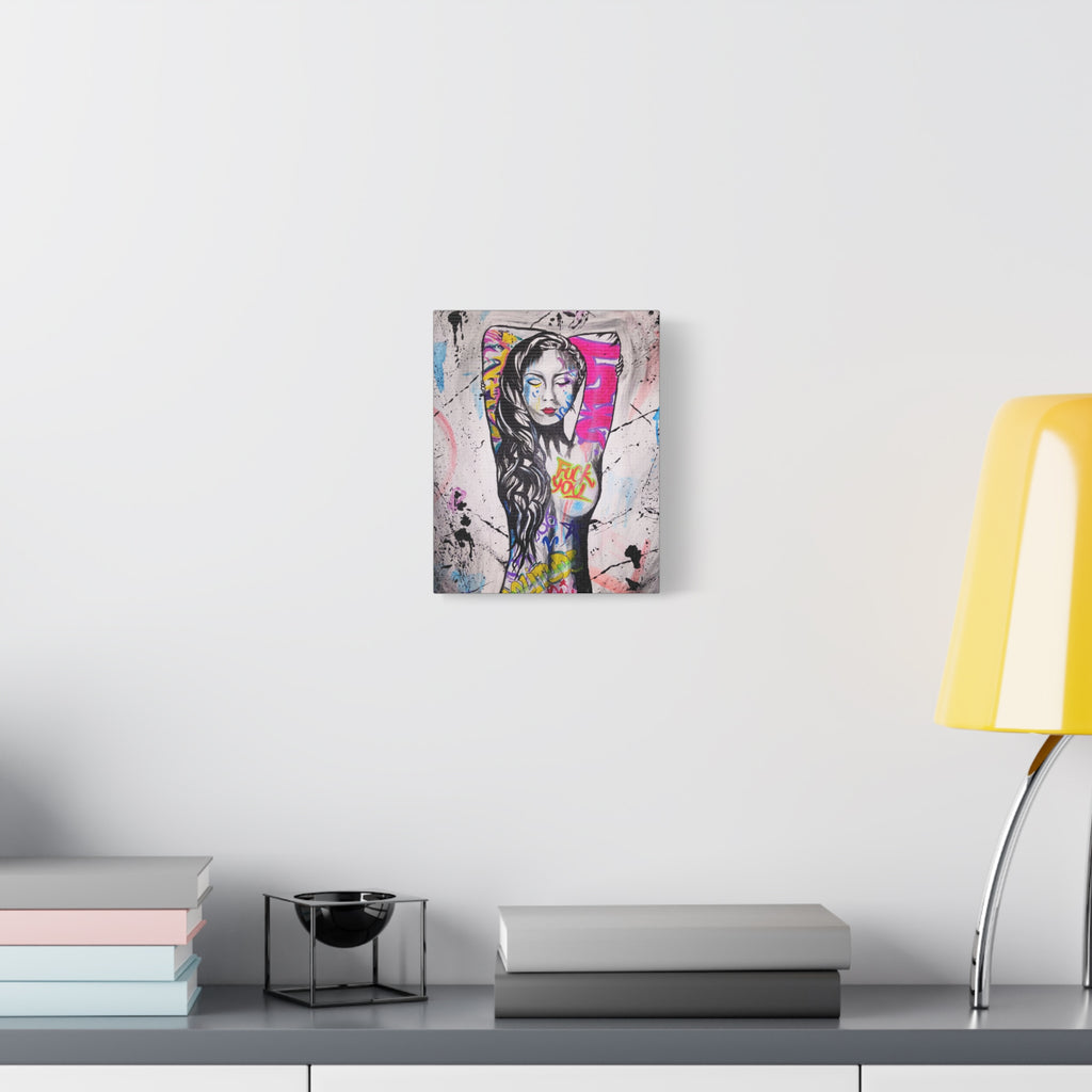 'Unlearnt' - Graffiti Portrait Matte Canvas Print — Urban Street Art Woman