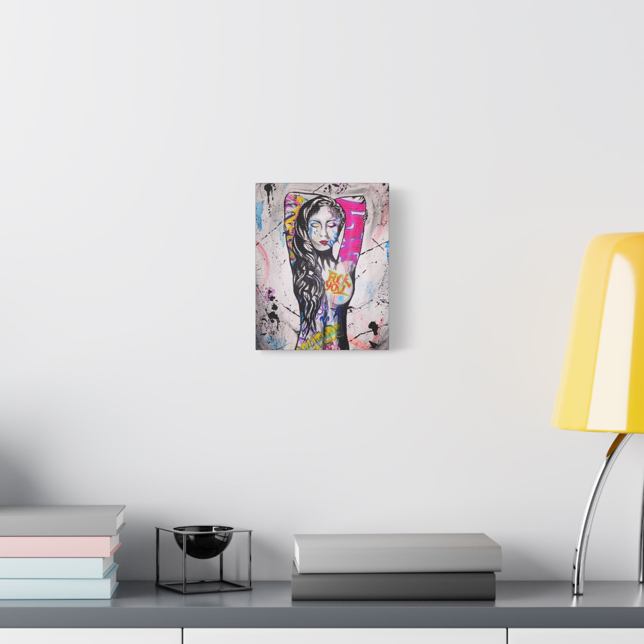 'Unlearnt' - Graffiti Portrait Matte Canvas Print — Urban Street Art Woman