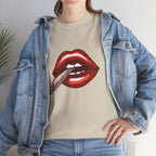 Graphic Tee — Red Lips Smoking Joint Design