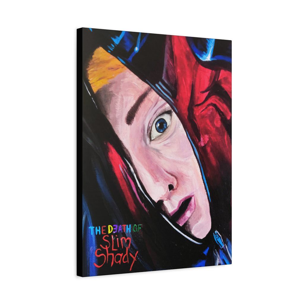 "The Death of Slim Shady" Album Cover Portrait with Acyrlic Paint Print (Stretched 1.25") Matte Canvas Print