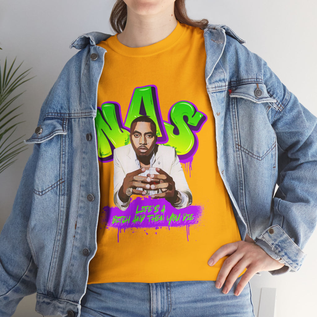 Nas Graphic Tee — Retro Graffiti Hip-Hop Tribute Shirt - Lifes a B*