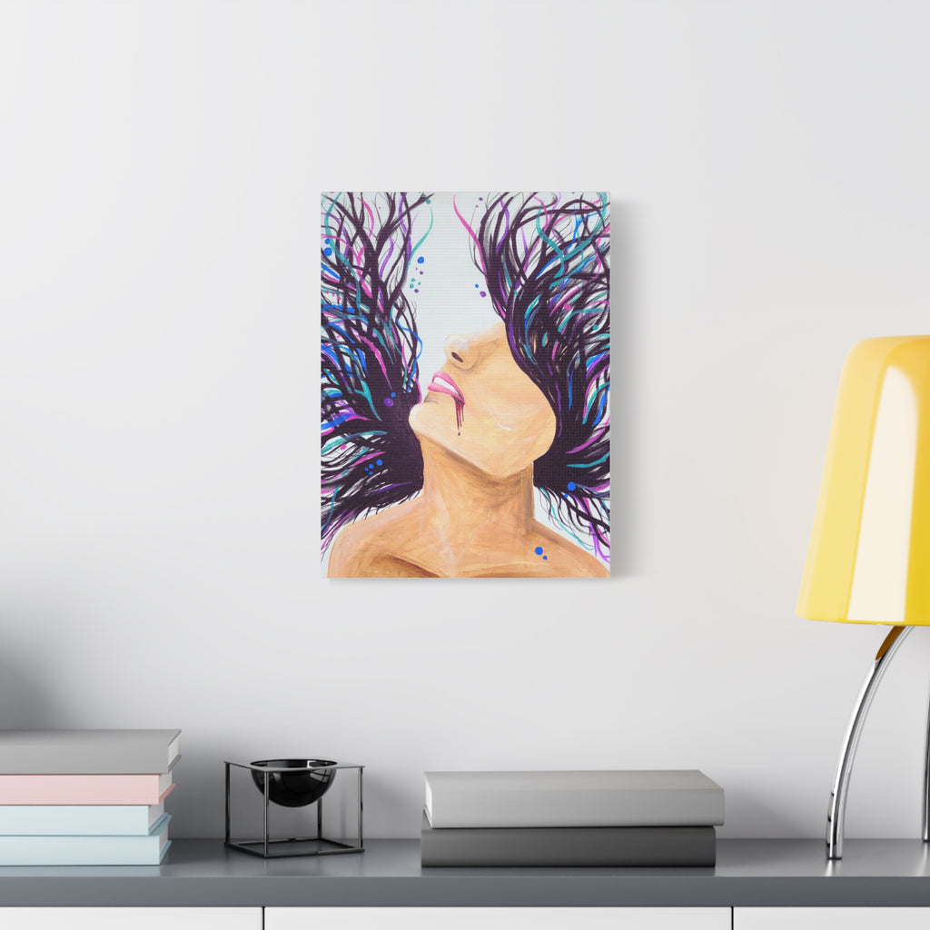 'Wild' - Surreal Woman with Flowing Hair Matte Canvas Wall Art