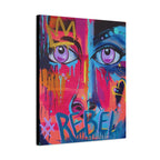 'Rebel'- Hand Painted (Print) Rebel Pop Art Face Matte Stretched Canvas