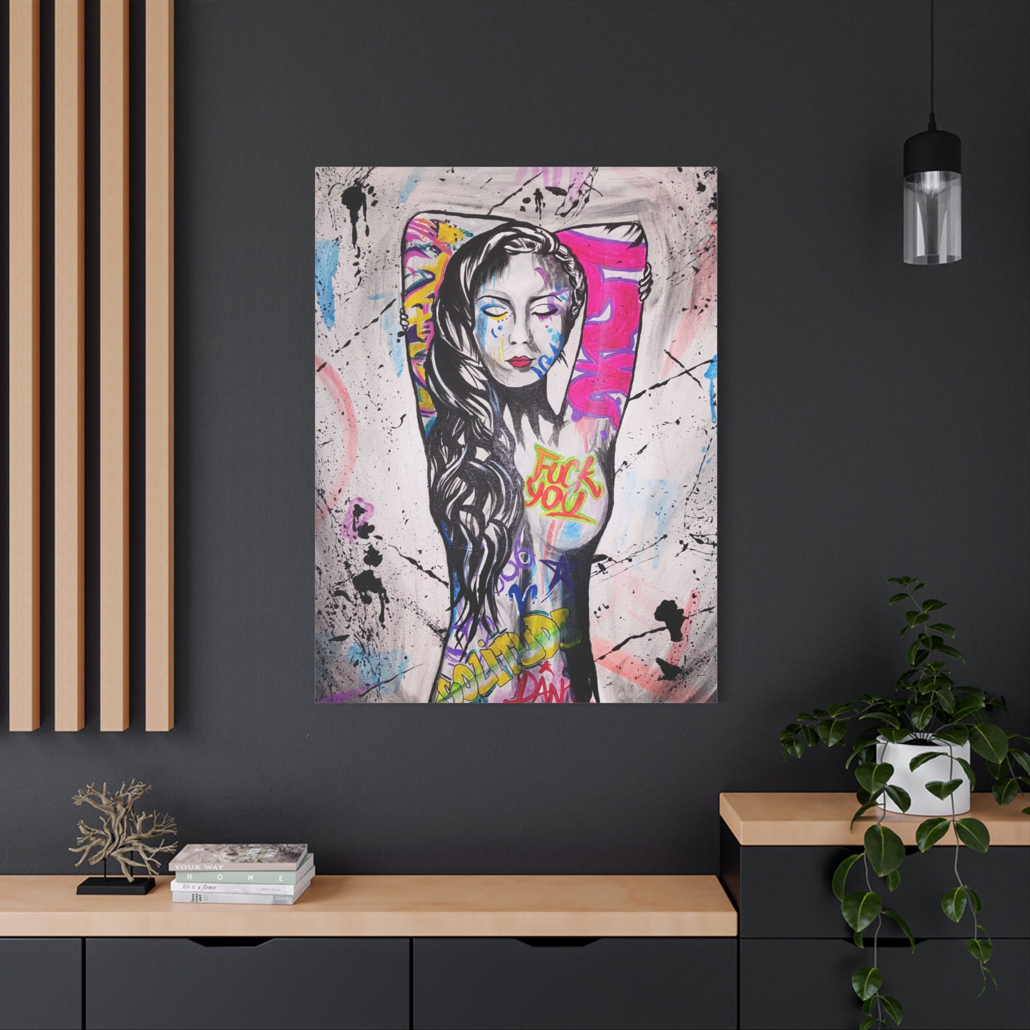 'Unlearnt' - Graffiti Portrait Matte Canvas Print — Urban Street Art Woman