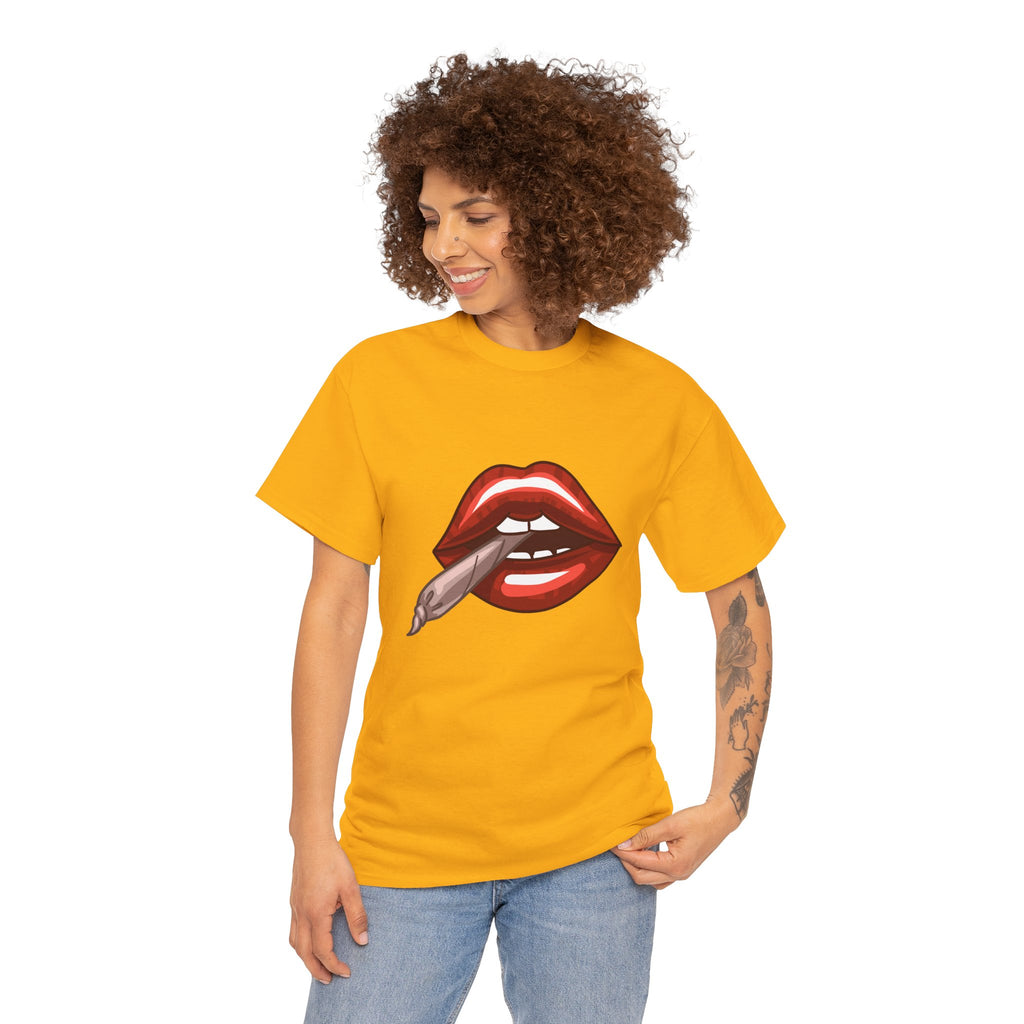 Graphic Tee — Red Lips Smoking Joint Design