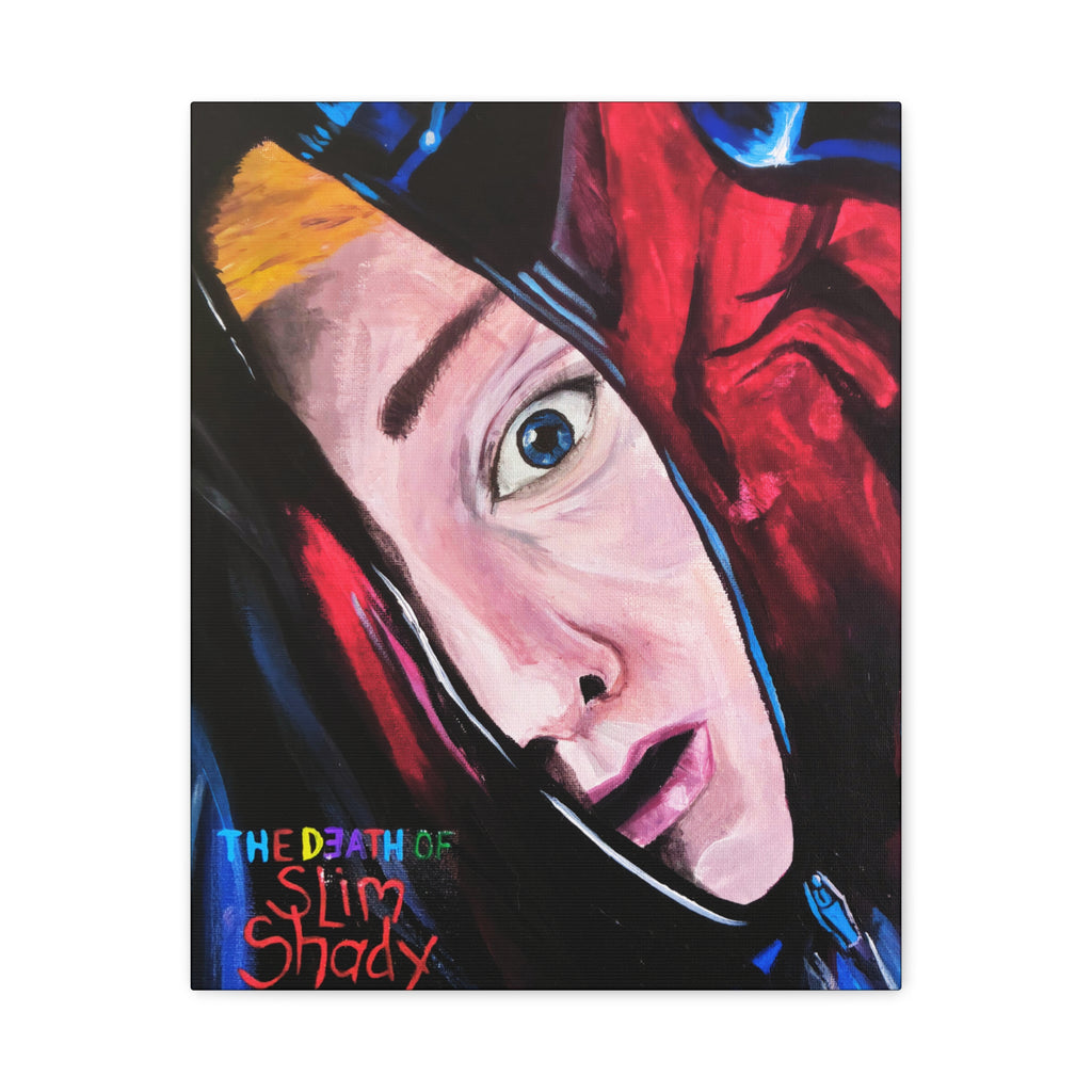 "The Death of Slim Shady" Album Cover Portrait with Acyrlic Paint Print (Stretched 1.25") Matte Canvas Print