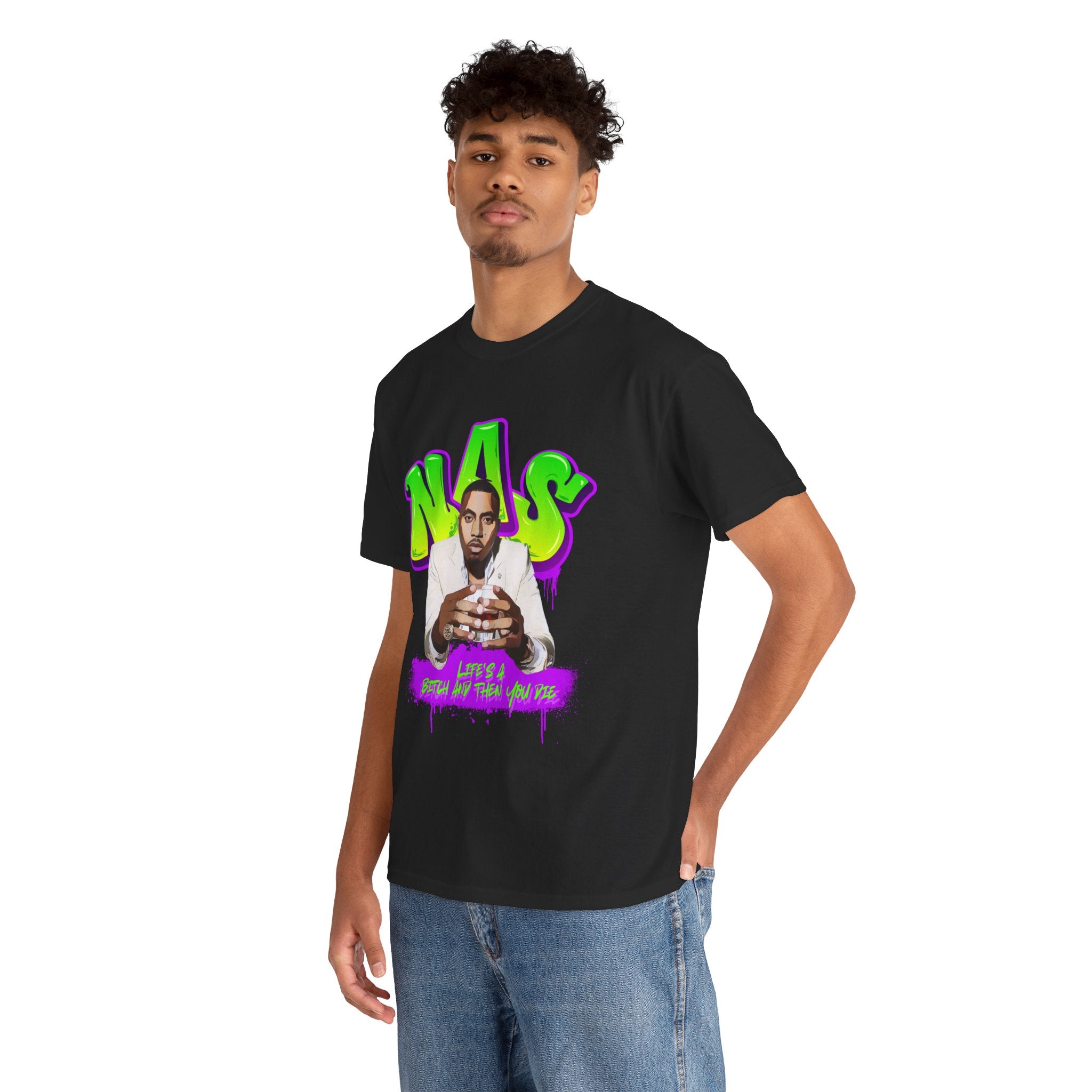 Nas Graphic Tee — Retro Graffiti Hip-Hop Tribute Shirt - Lifes a B*
