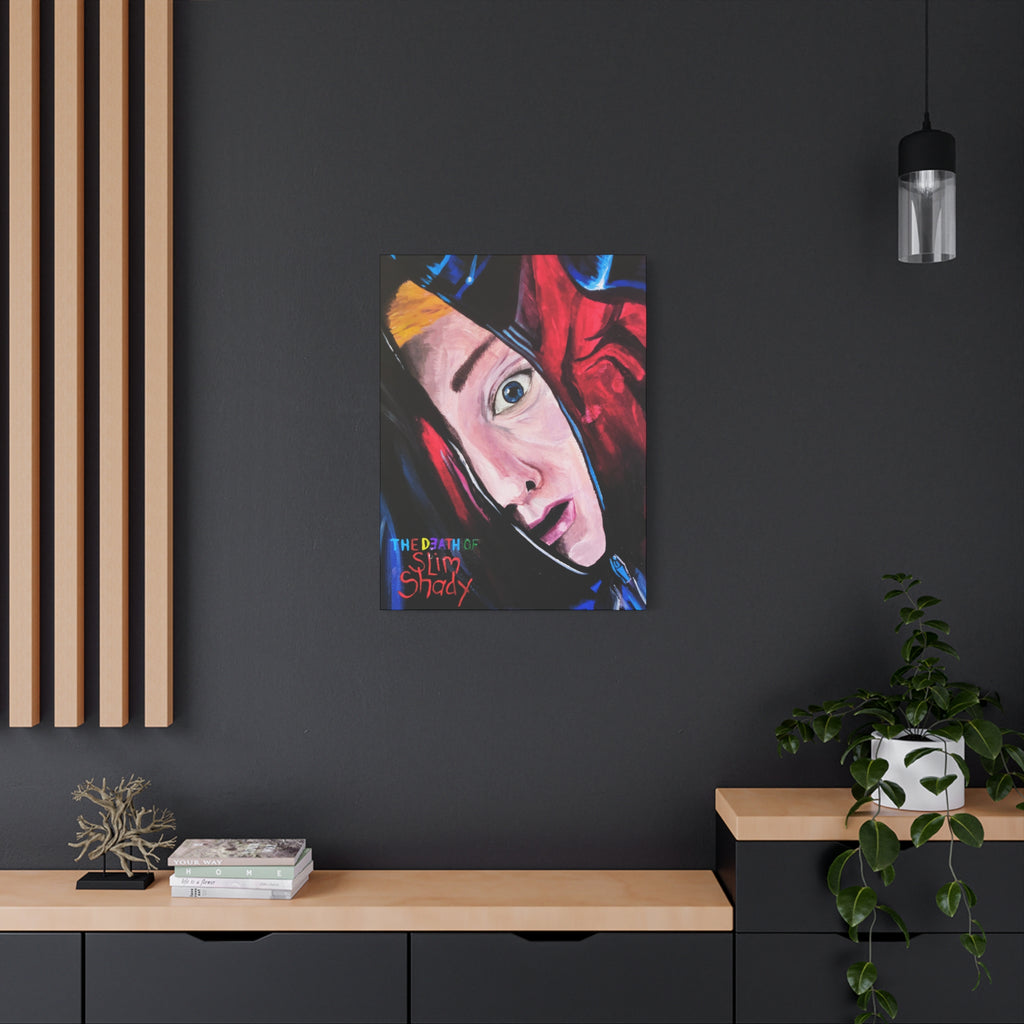 "The Death of Slim Shady" Album Cover Portrait with Acyrlic Paint Print (Stretched 1.25") Matte Canvas Print