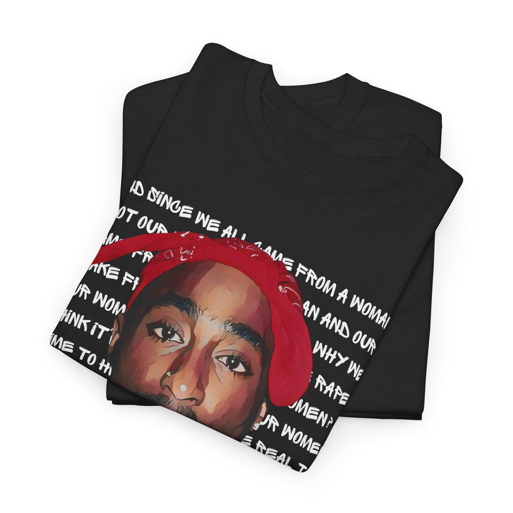 Pac Graphic Photo Tee with Keep Your Head Up Lyrics Text