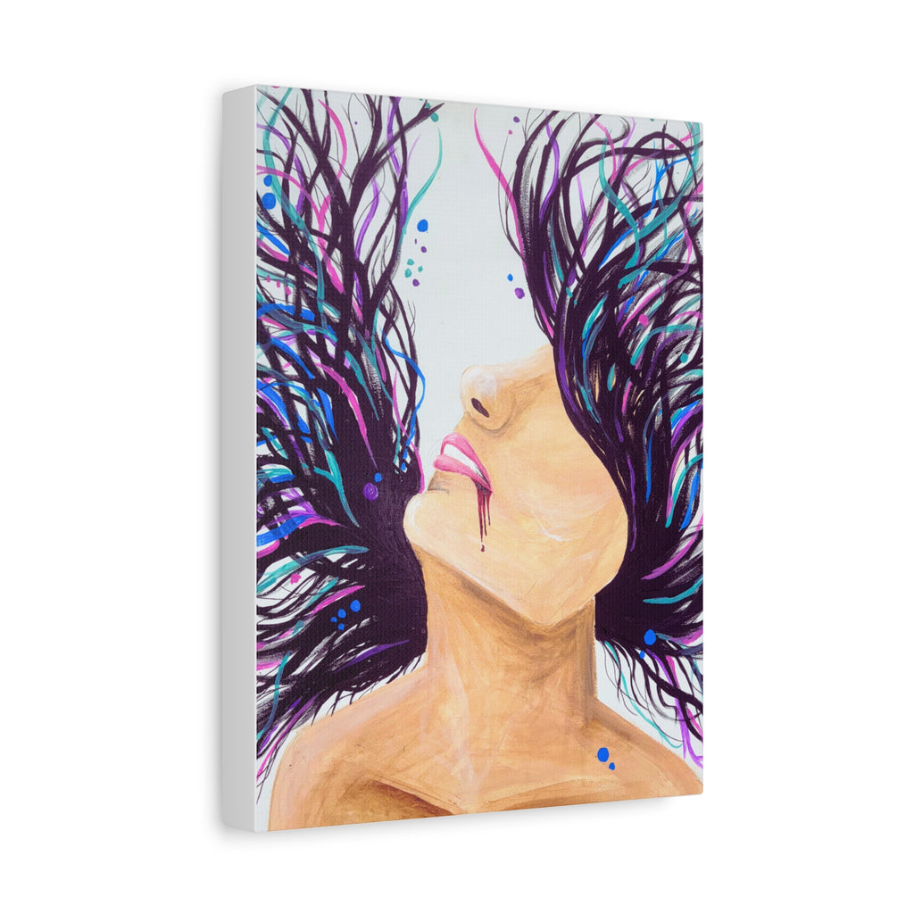 'Wild' - Surreal Woman with Flowing Hair Matte Canvas Wall Art