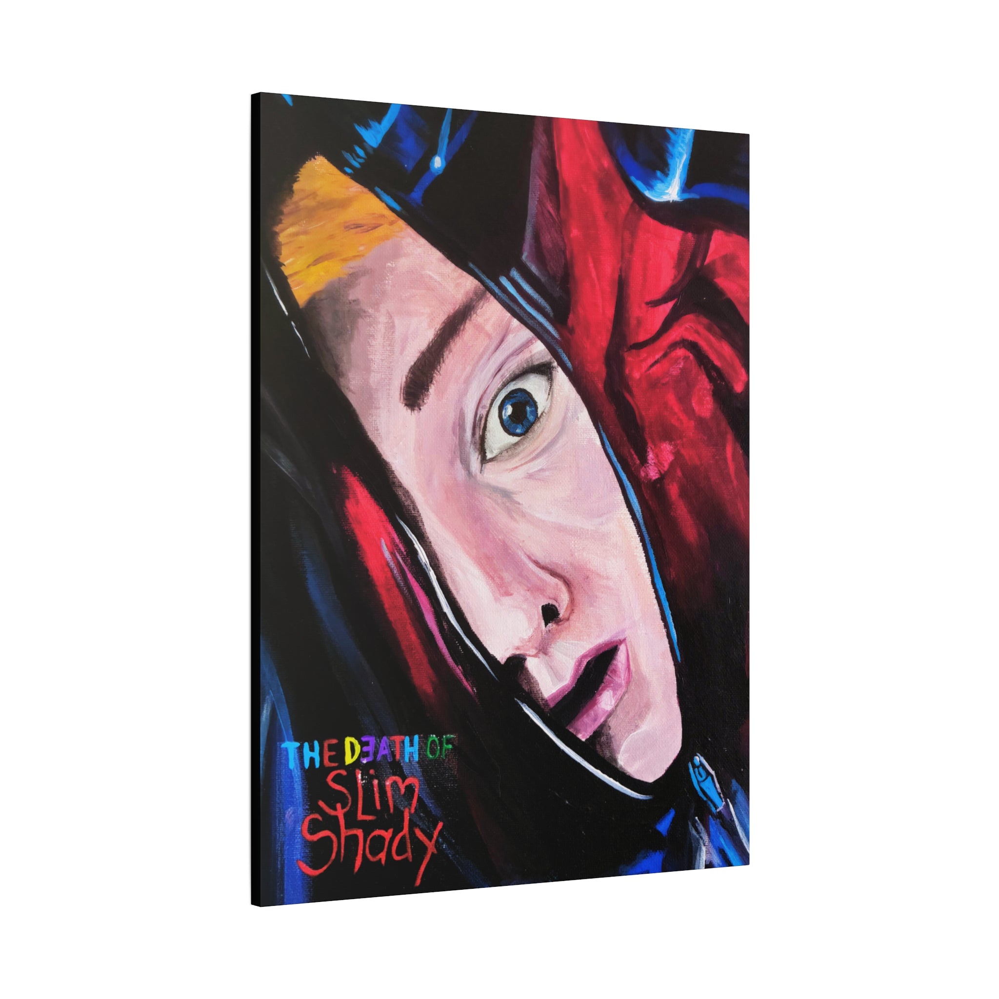 "The Death of Slim Shady" Album Cover Portrait with Acyrlic Paint Print (Stretched 1.25") Matte Canvas Print