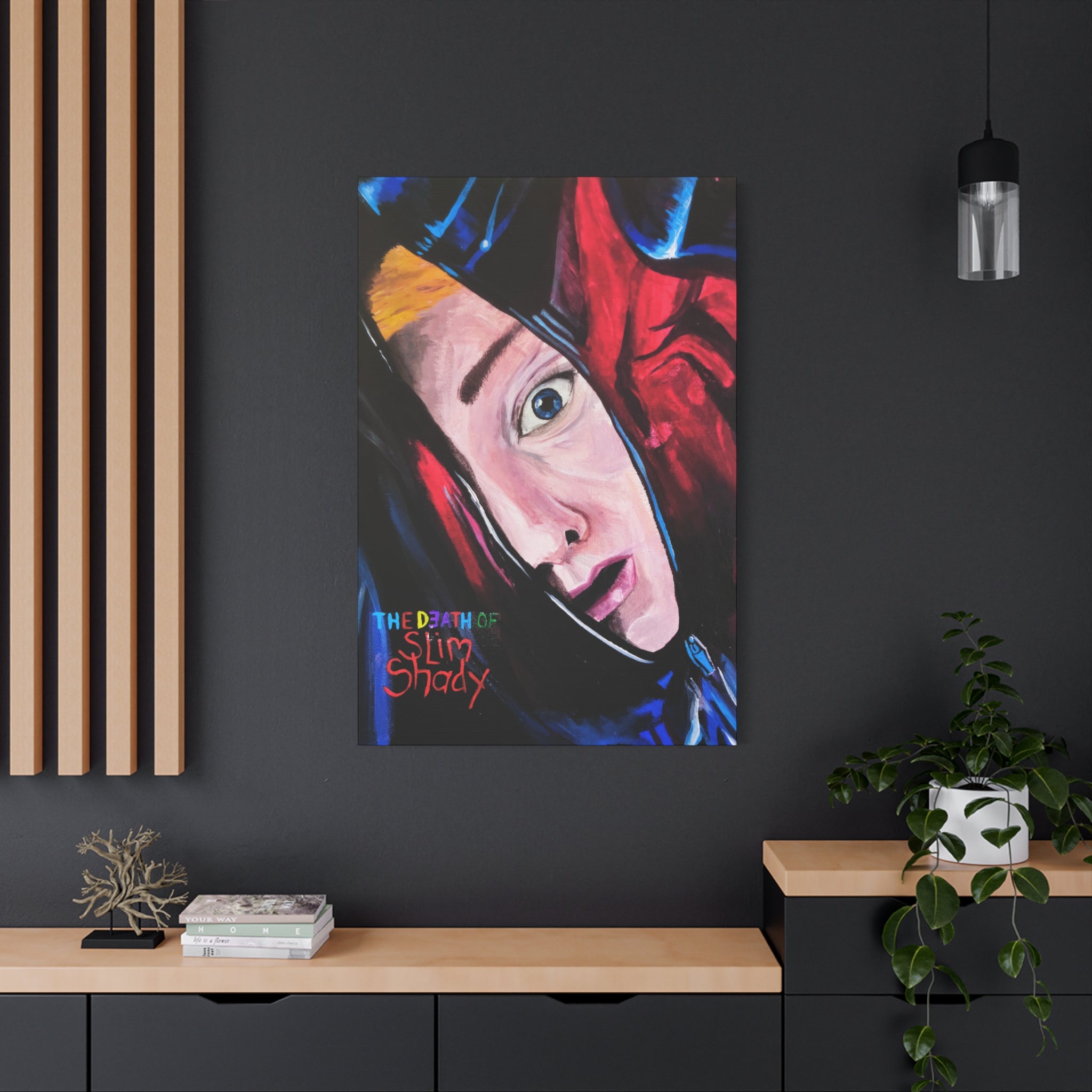 "The Death of Slim Shady" Album Cover Portrait with Acyrlic Paint Print (Stretched 1.25") Matte Canvas Print