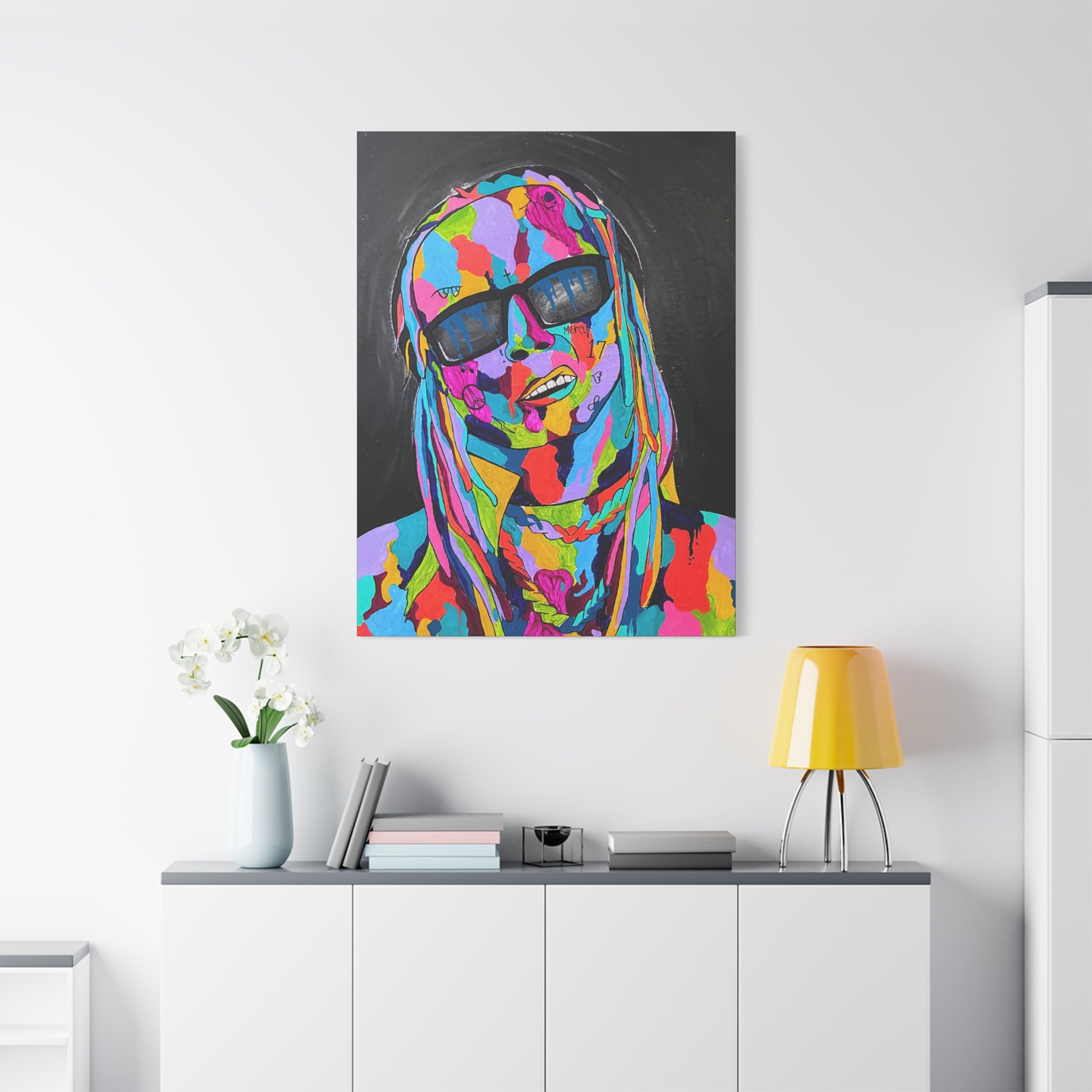 Rap Art - Lil' Wayne Urban Art Portrait Canvas — Colorful Matte Stretched Wall Art