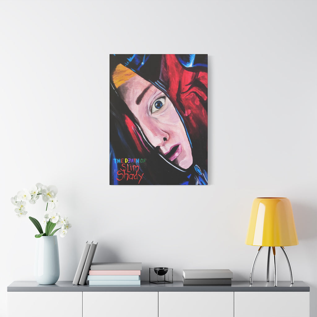 "The Death of Slim Shady" Album Cover Portrait with Acyrlic Paint Print (Stretched 1.25") Matte Canvas Print