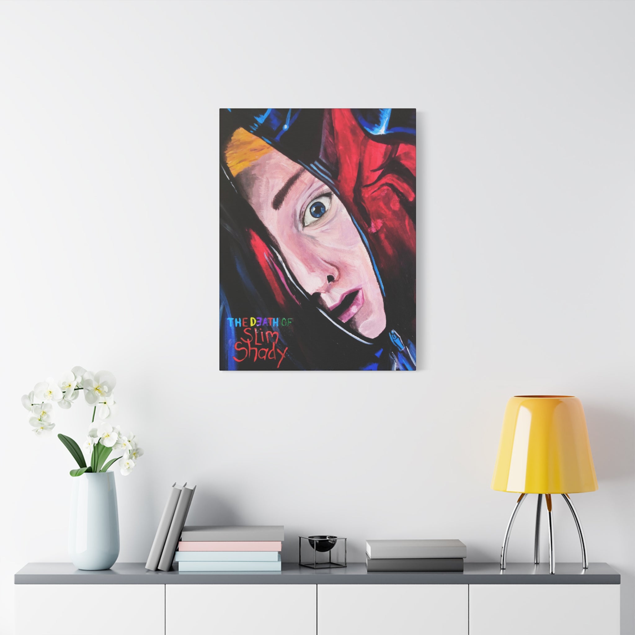 "The Death of Slim Shady" Album Cover Portrait with Acyrlic Paint Print (Stretched 1.25") Matte Canvas Print