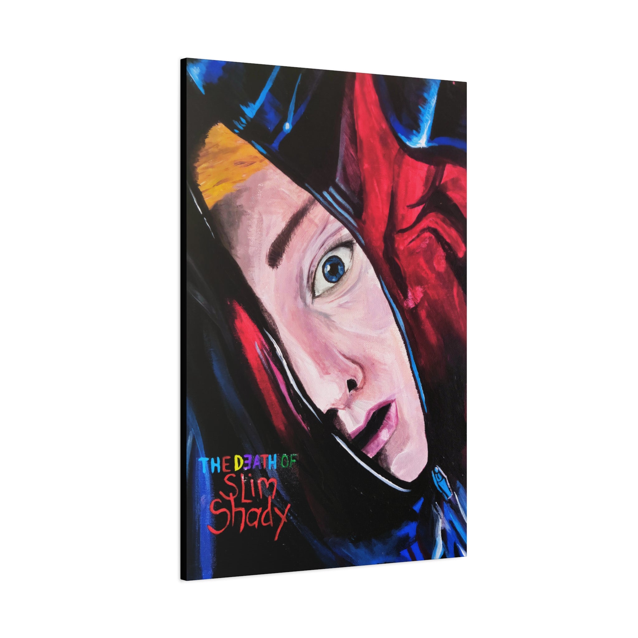 "The Death of Slim Shady" Album Cover Portrait with Acyrlic Paint Print (Stretched 1.25") Matte Canvas Print