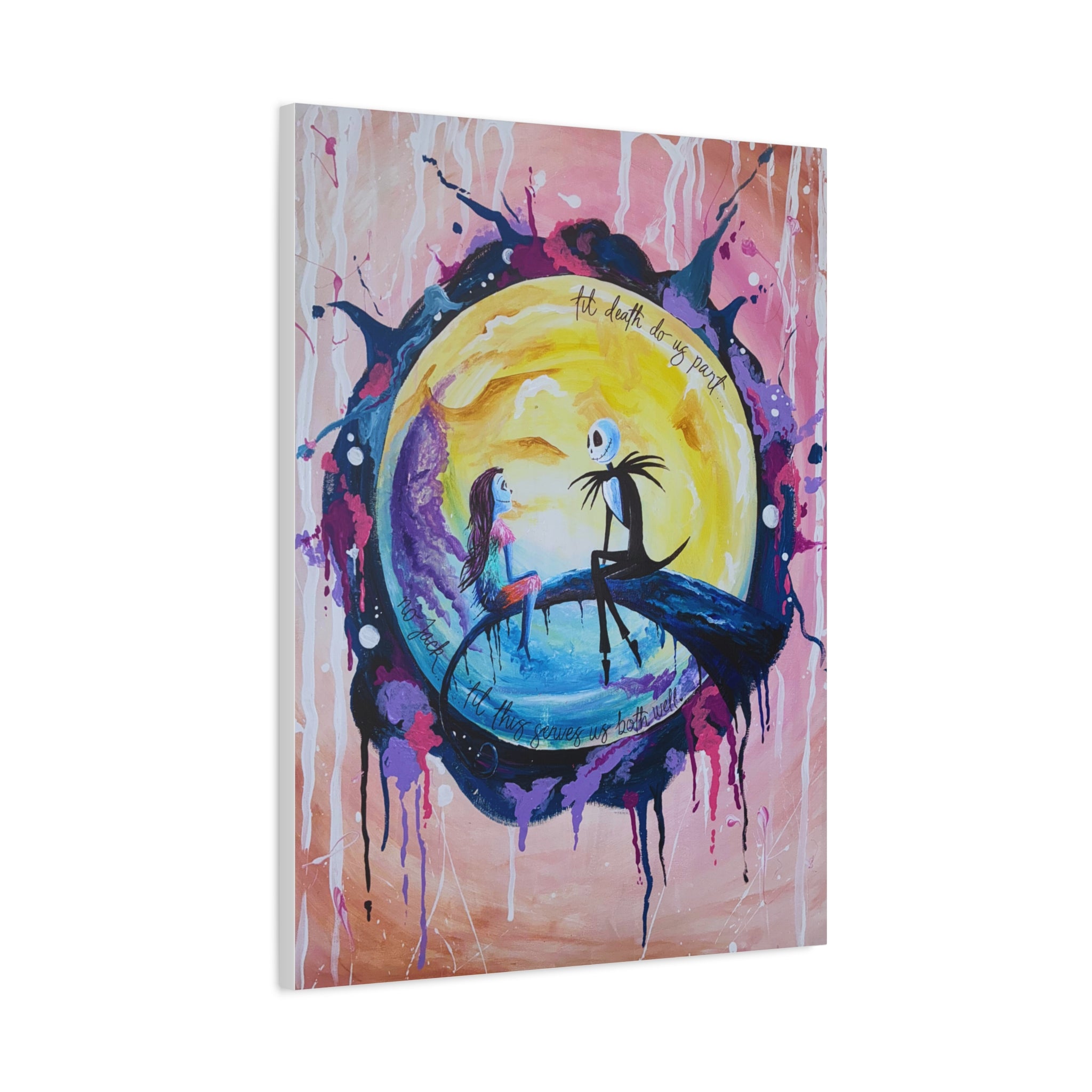 Jack & Sally - "No Jack, Til This Serves Us Both Well" <3 Night Moon Couples Art Canvas — Romantic Stretched Matte Wall Art