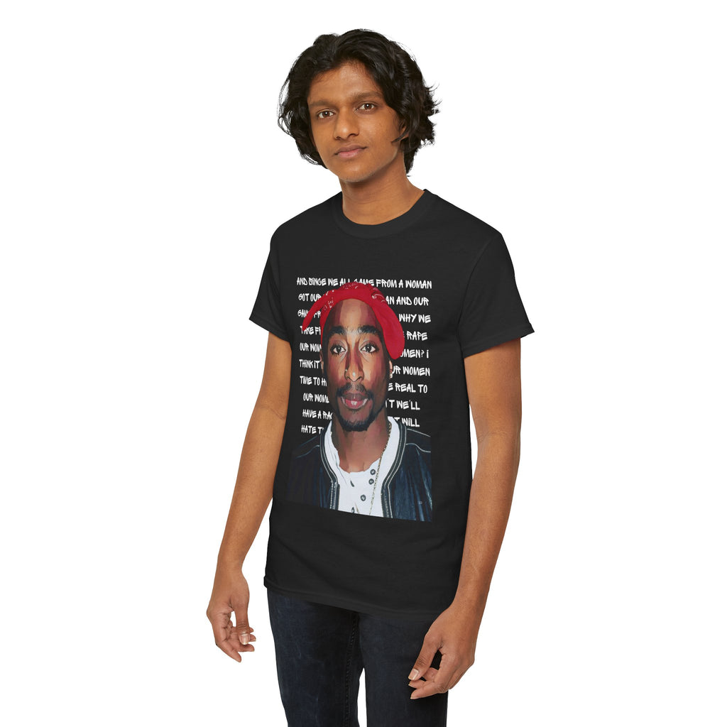 Pac Graphic Photo Tee with Keep Your Head Up Lyrics Text