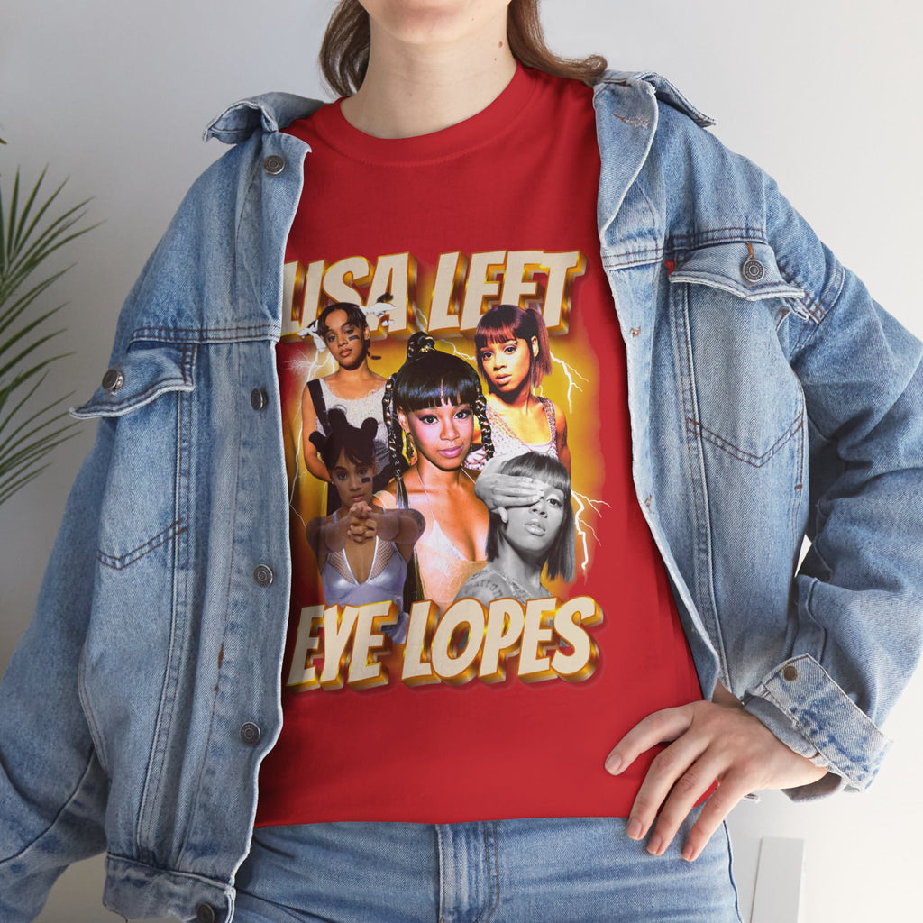Lisa Left Eye Lopes Graphic Tee — Retro Collage Photo Design with 'Lisa Left Eve Lopes' Text