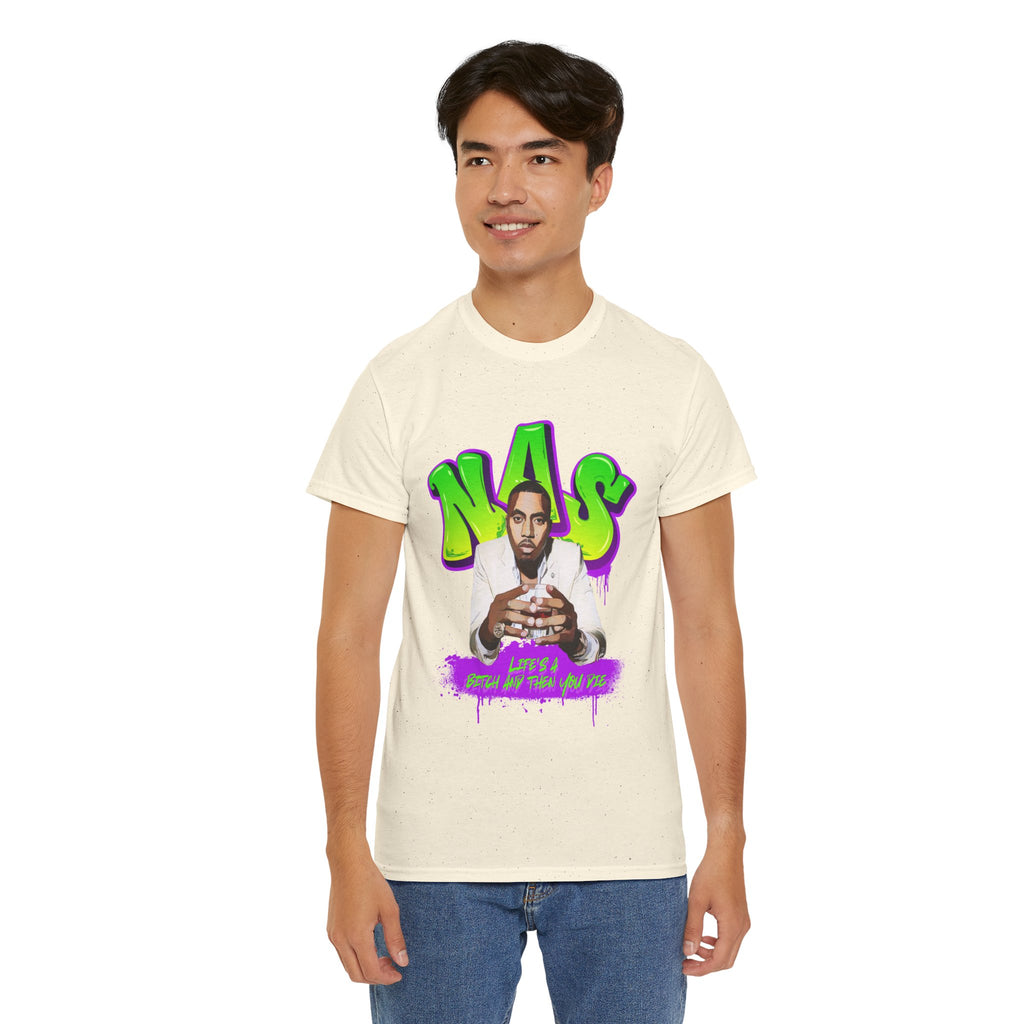 Nas Graphic Tee — Retro Graffiti Hip-Hop Tribute Shirt - Lifes a B*