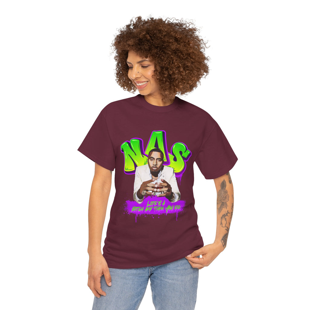 Nas Graphic Tee — Retro Graffiti Hip-Hop Tribute Shirt - Lifes a B*