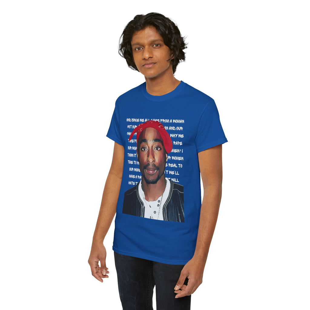 Pac Graphic Photo Tee with Keep Your Head Up Lyrics Text