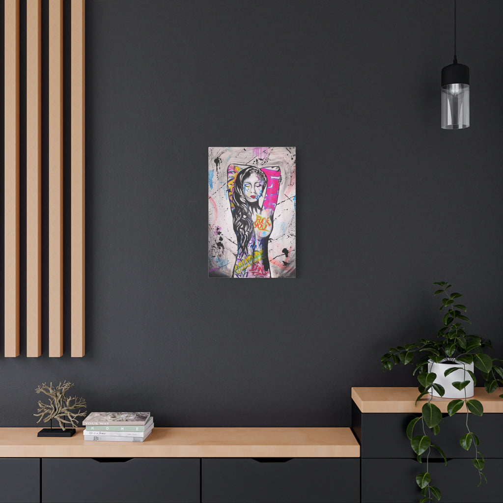 'Unlearnt' - Graffiti Portrait Matte Canvas Print — Urban Street Art Woman