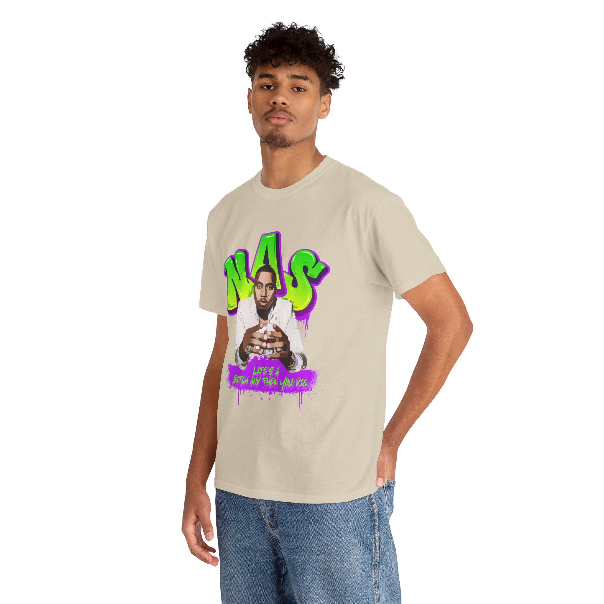 Nas Graphic Tee — Retro Graffiti Hip-Hop Tribute Shirt - Lifes a B*