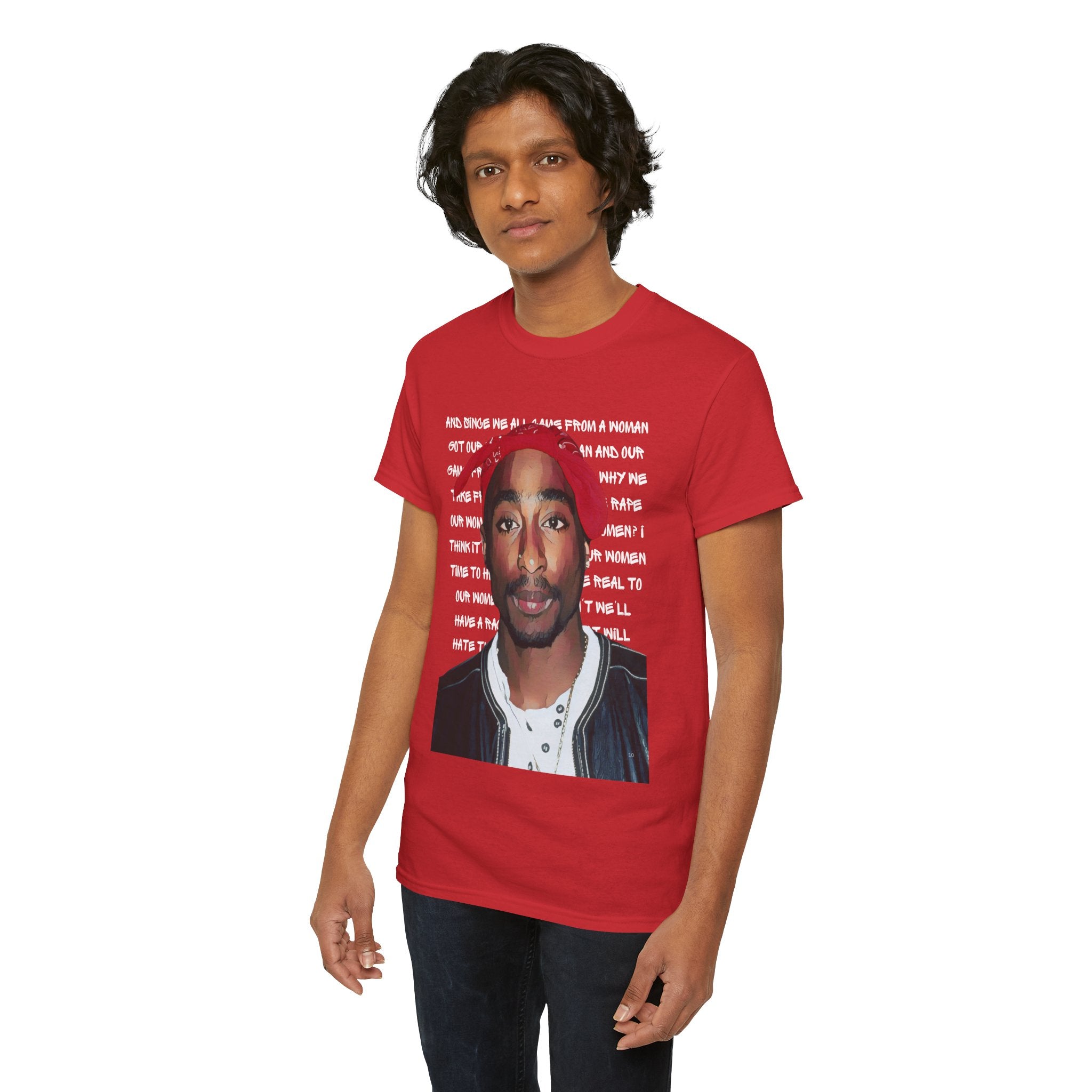 Pac Graphic Photo Tee with Keep Your Head Up Lyrics Text