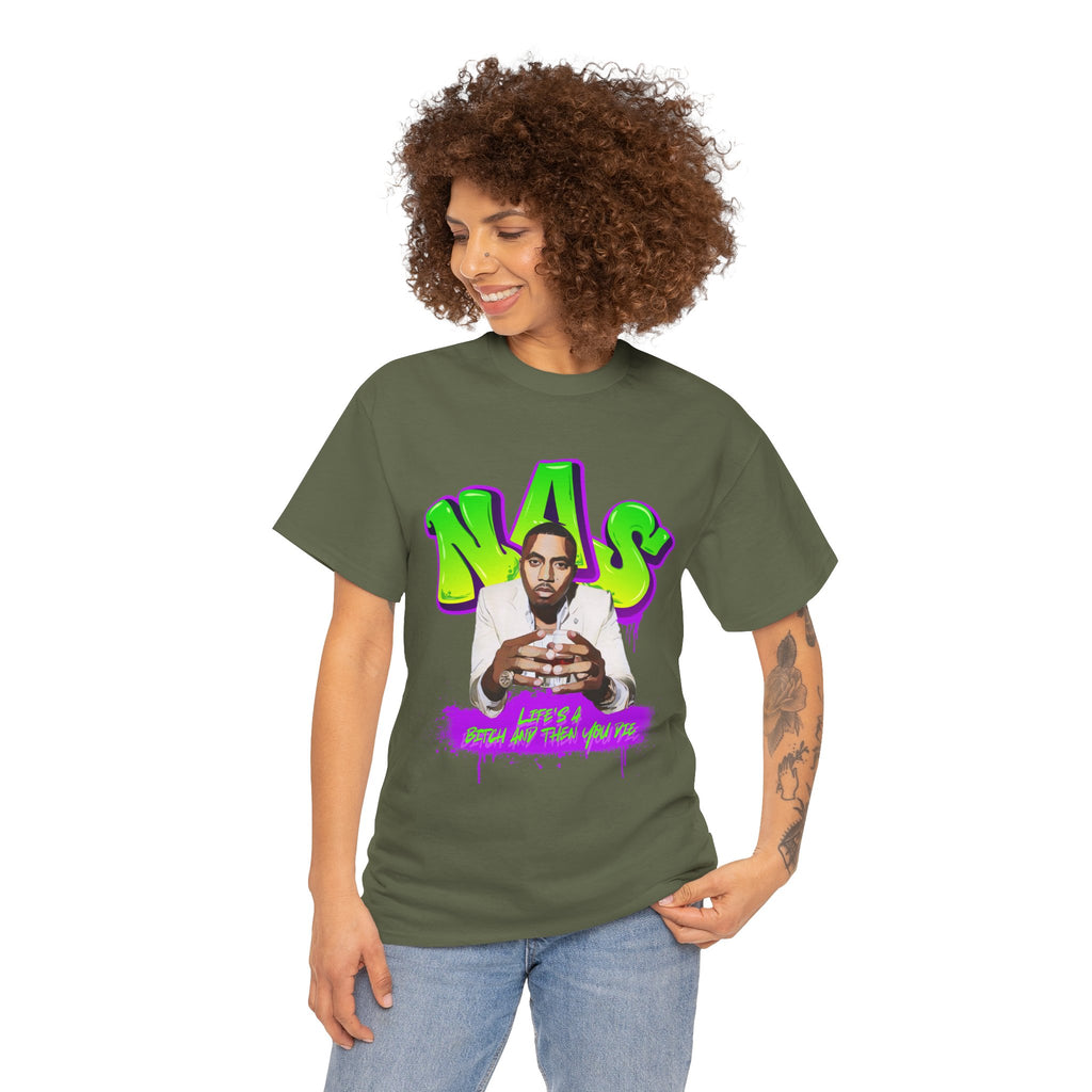 Nas Graphic Tee — Retro Graffiti Hip-Hop Tribute Shirt - Lifes a B*