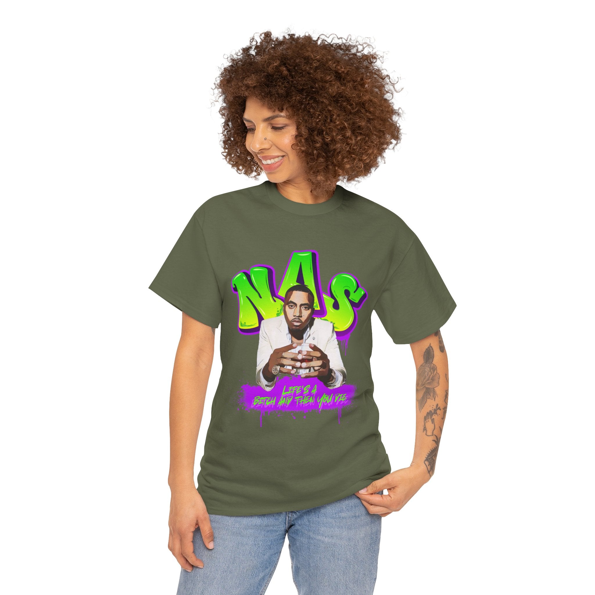 Nas Graphic Tee — Retro Graffiti Hip-Hop Tribute Shirt - Lifes a B*