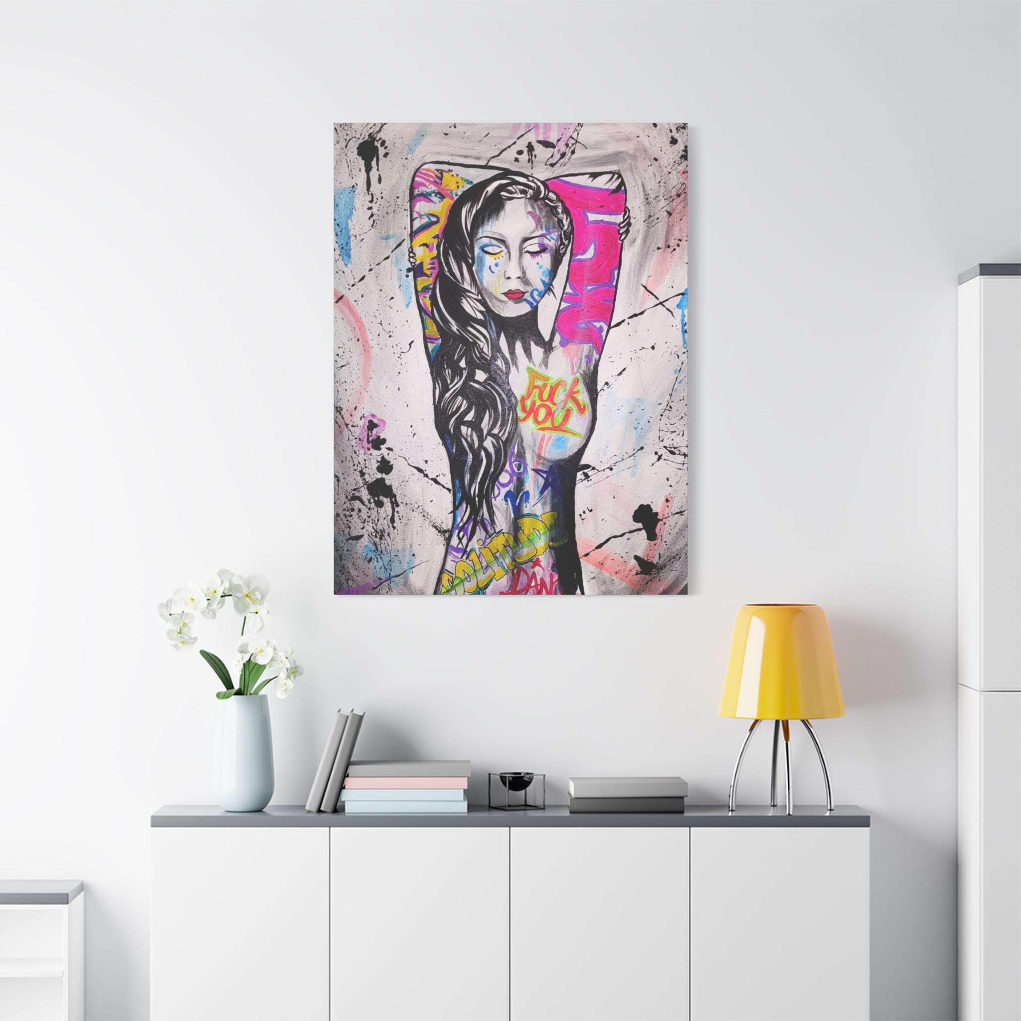 'Unlearnt' - Graffiti Portrait Matte Canvas Print — Urban Street Art Woman