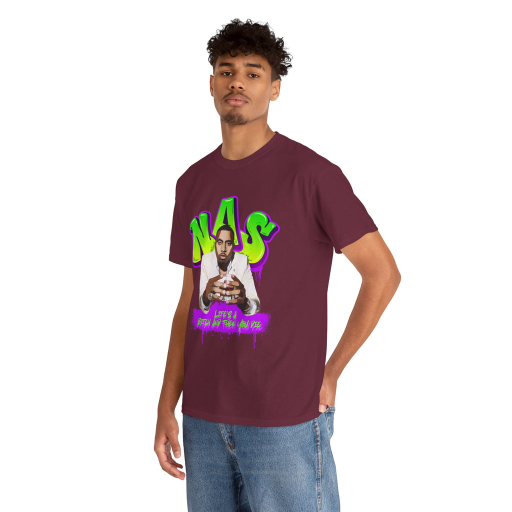 Nas Graphic Tee — Retro Graffiti Hip-Hop Tribute Shirt - Lifes a B*