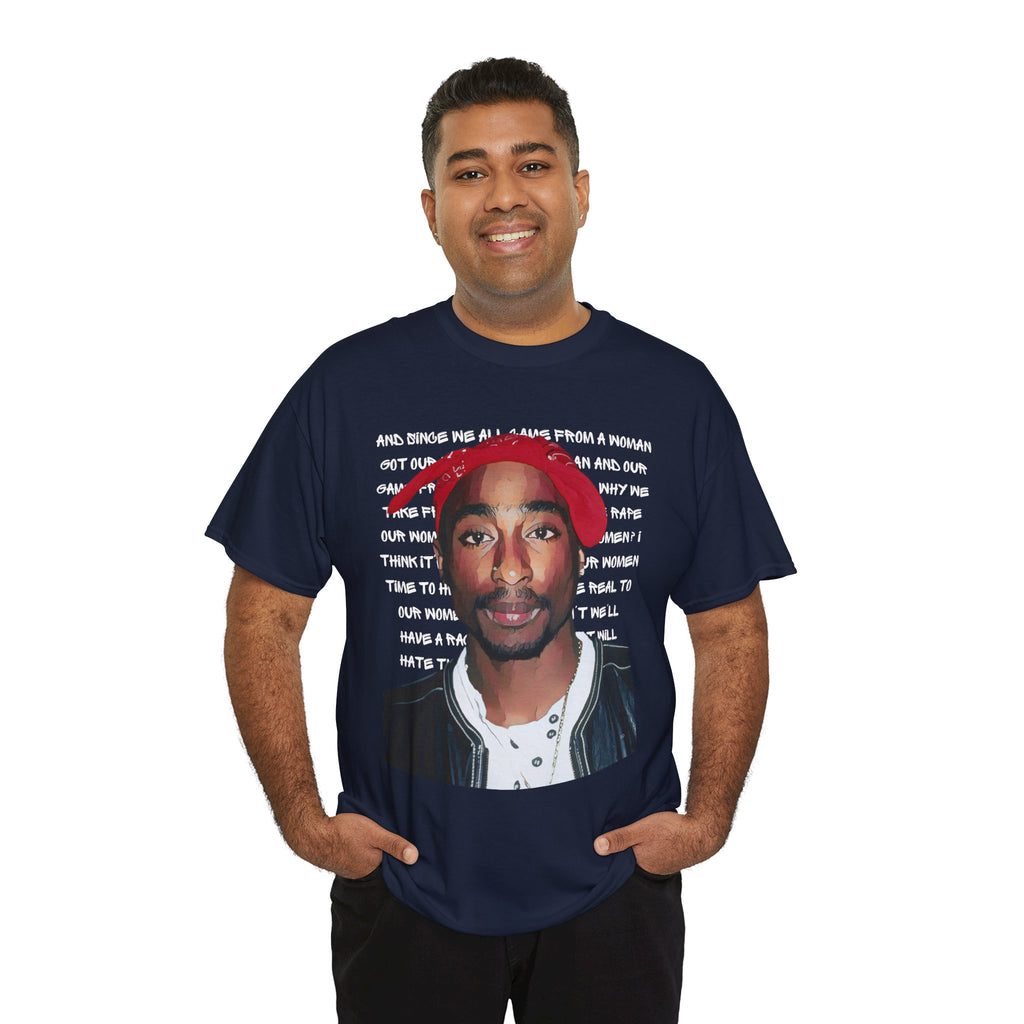 Pac Graphic Photo Tee with Keep Your Head Up Lyrics Text