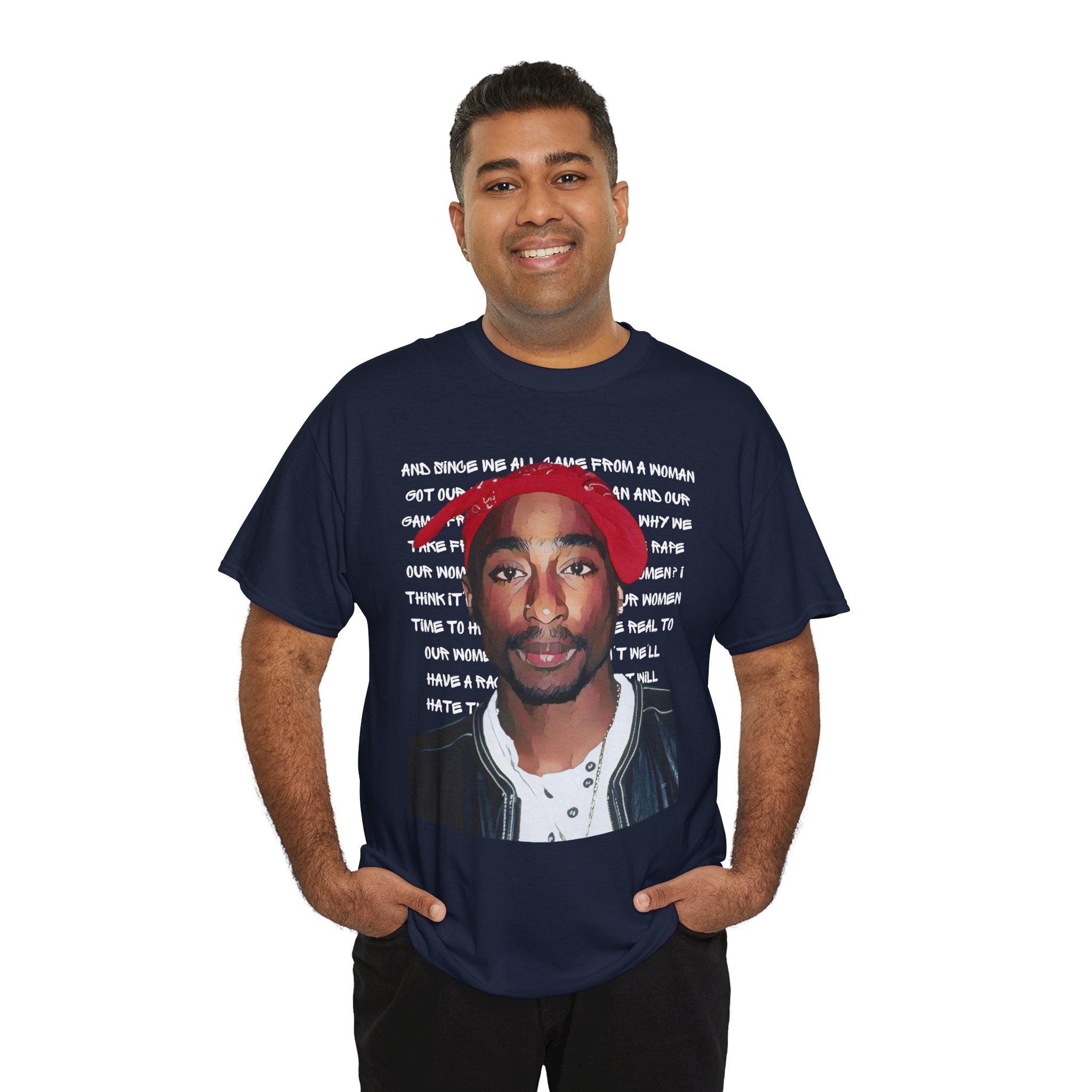 Pac Graphic Photo Tee with Keep Your Head Up Lyrics Text