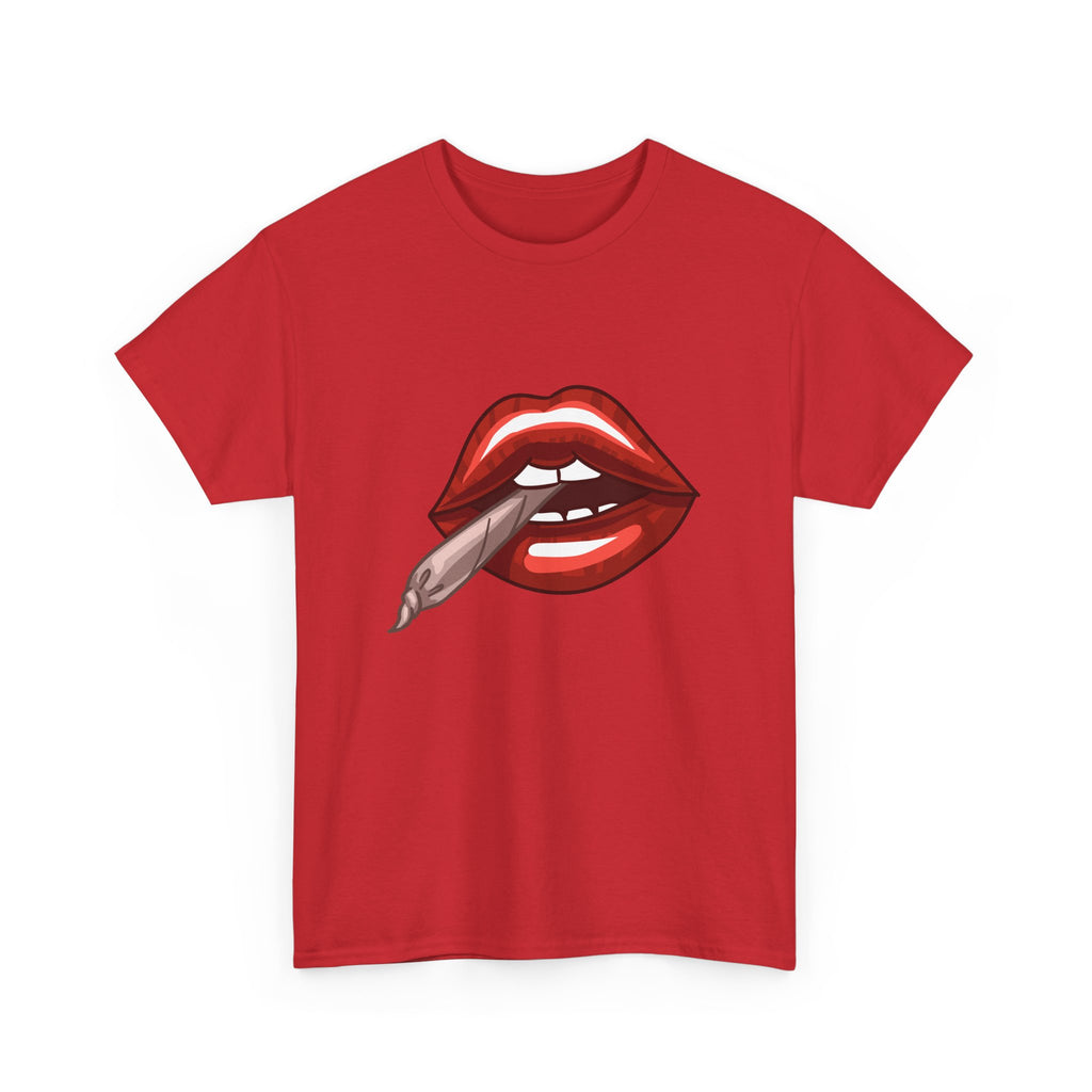 Graphic Tee — Red Lips Smoking Joint Design