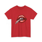 Graphic Tee — Red Lips Smoking Joint Design
